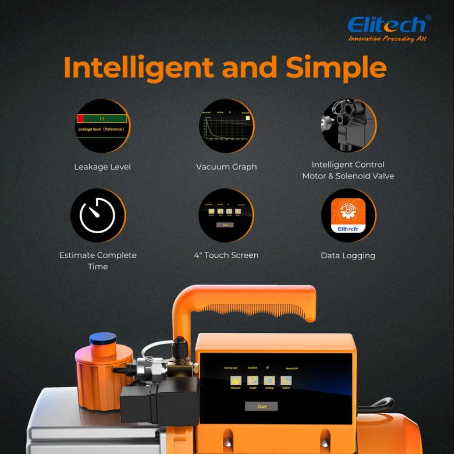 Elitech Air-Conditioning Repair Solution Pack -Dual Sensor Leak Detector IR-200+ HVAC Scale LMC-100F++ Intelligent HVAC Manifold Gauge EMG-40V+Vacuum Pump SVP-9 - Image 4