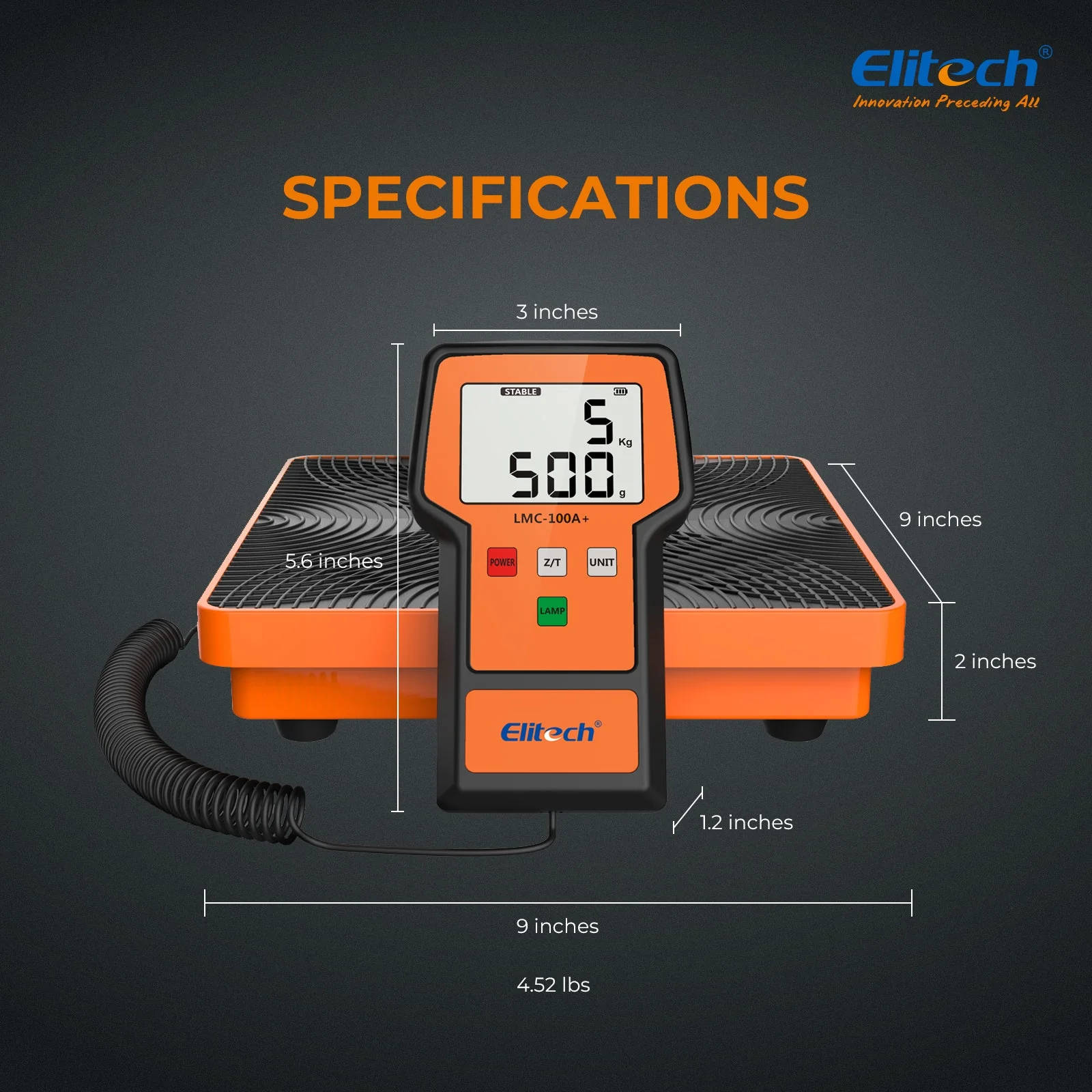 Elitech Refrigerant Charging Scale 220Lbs with case, HVAC Electronic Digital Freon Recovery Scales for AC Automotive, LMC-100A+ - Image 5