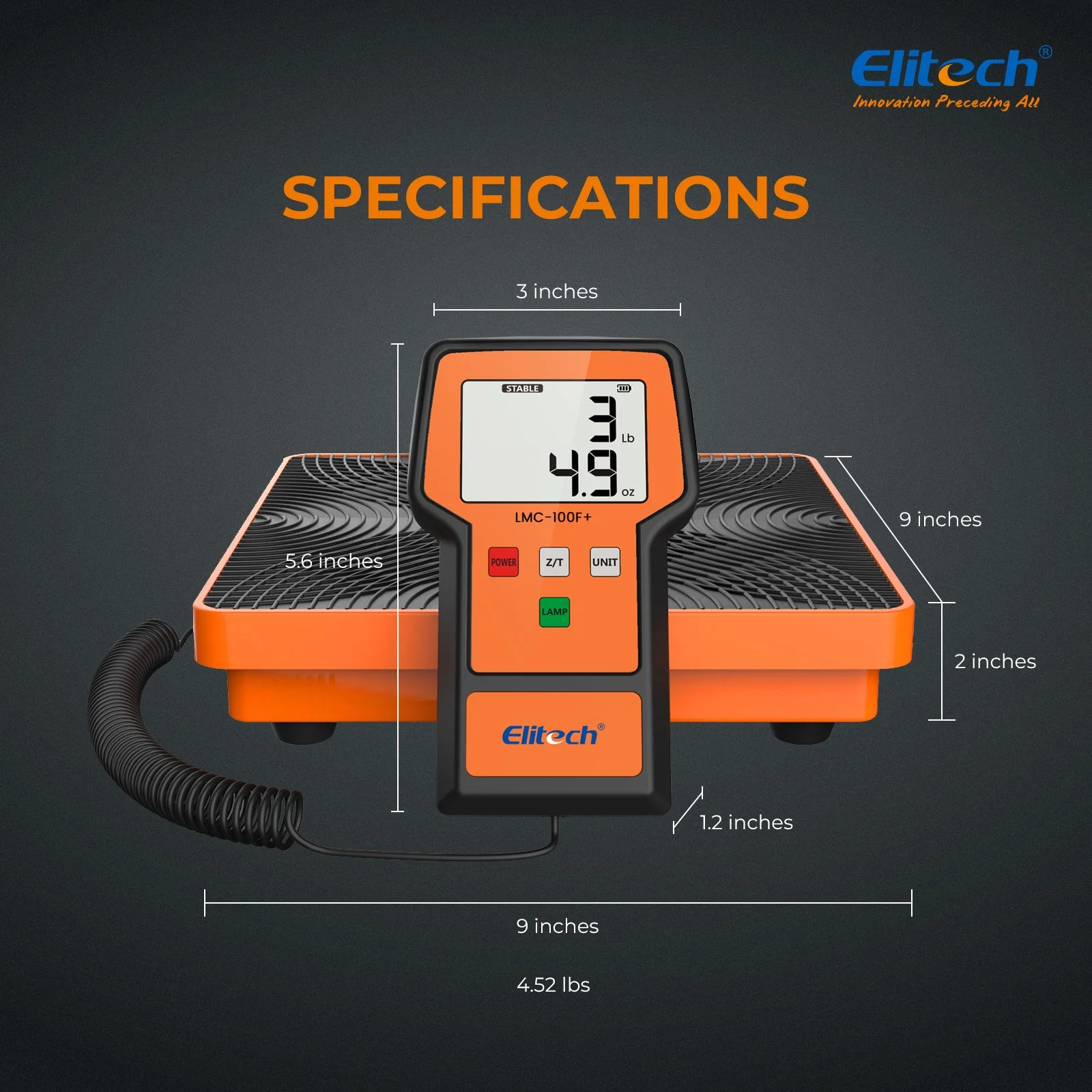 Elitech Refrigerant Charging Scale 110Lbs, High Precision for HVAC Digital Freon Scales with Case, LMC-100F+ - Image 5
