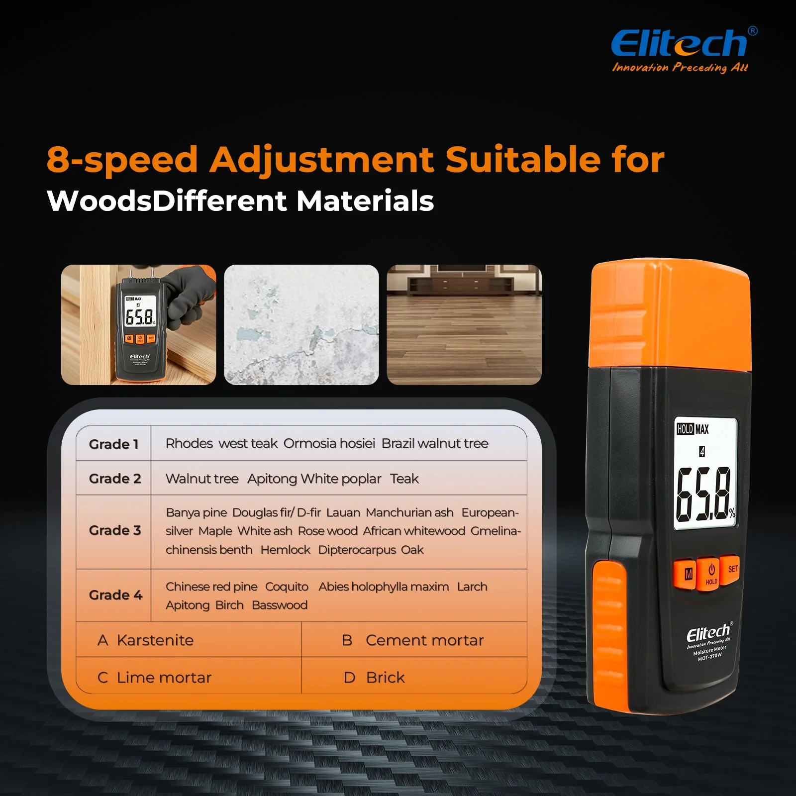 Digital Moisture Meter, Water Leak Detector, Moisture Tester, Pin Type,Backlit LCD Display - Image 3