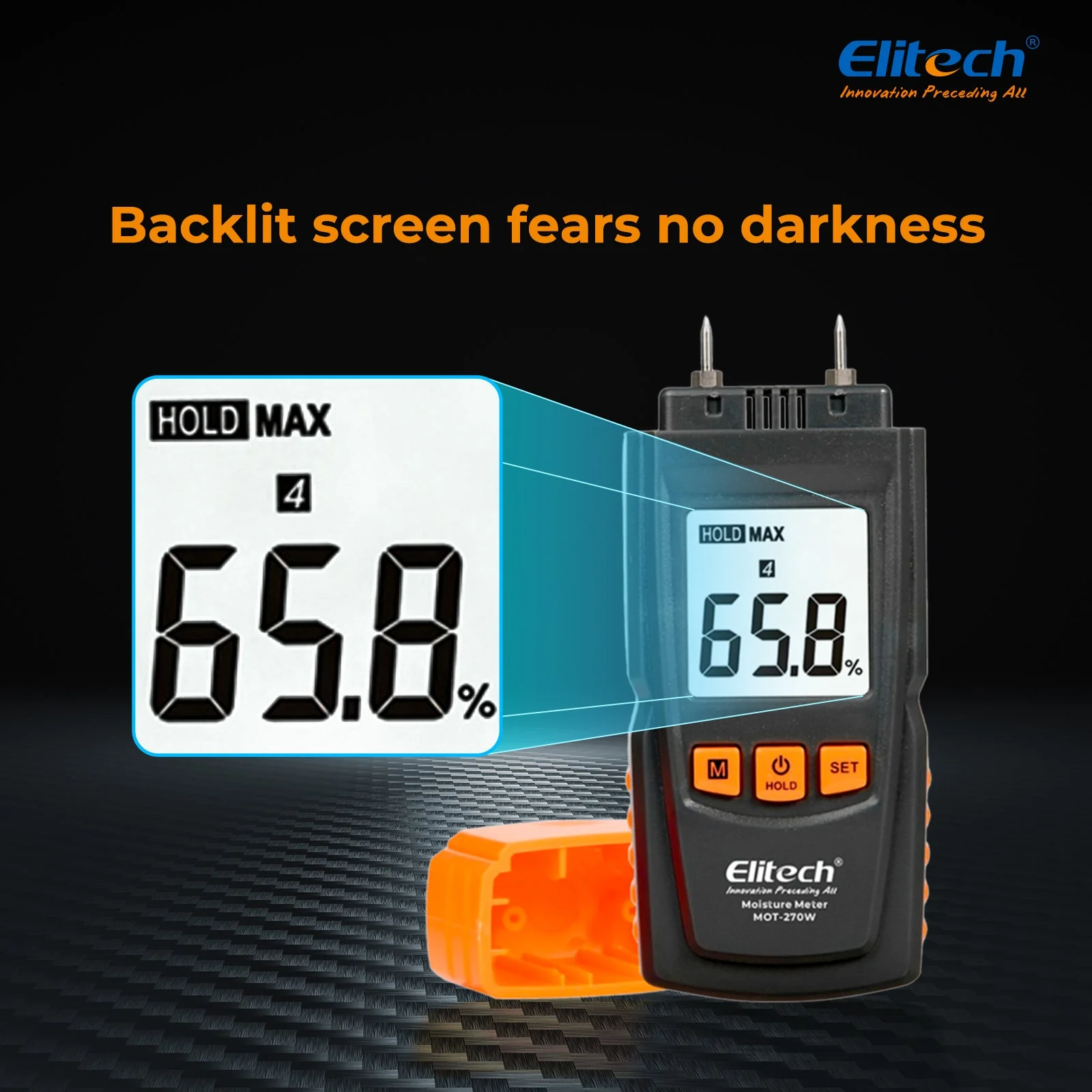 Digital Moisture Meter, Water Leak Detector, Moisture Tester, Pin Type,Backlit LCD Display - Image 5