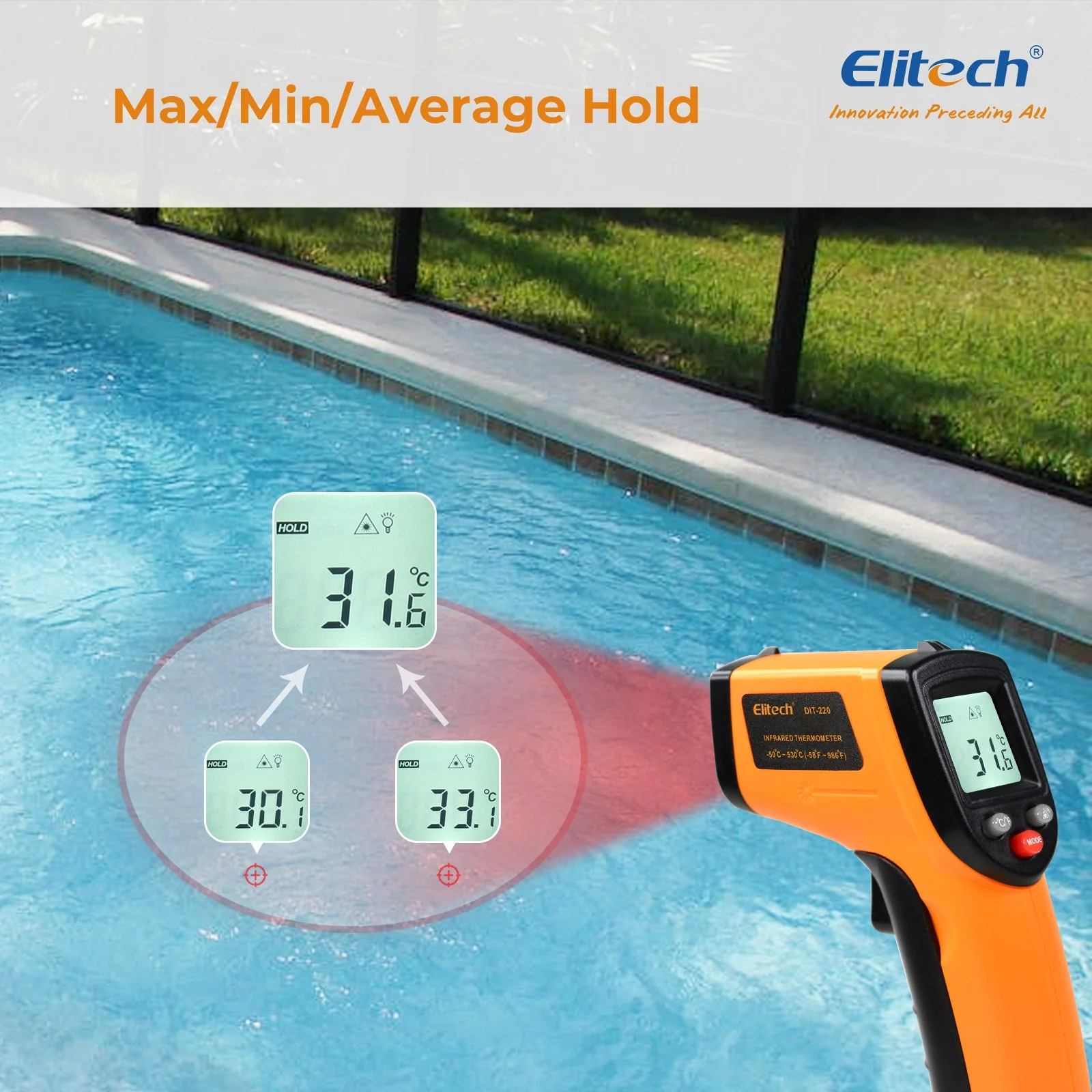 DIT-220 Infrared Thermometer – High-Precision, Non-Contact Temperature Gun with Laser Targeting, Adjustable Emissivity, and Self-Calibration - Image 4