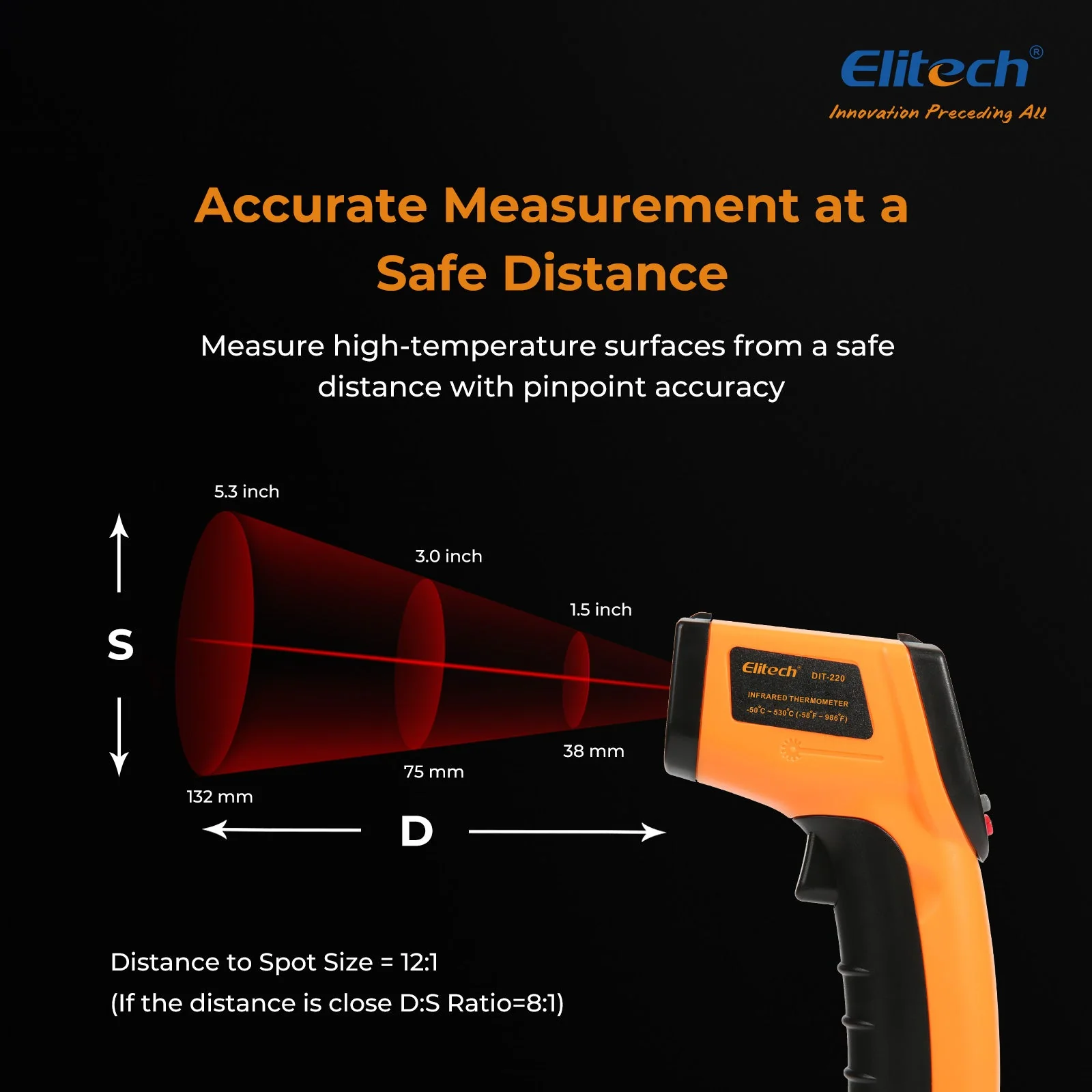 DIT-220 Infrared Thermometer – High-Precision, Non-Contact Temperature Gun with Laser Targeting, Adjustable Emissivity, and Self-Calibration - Image 5