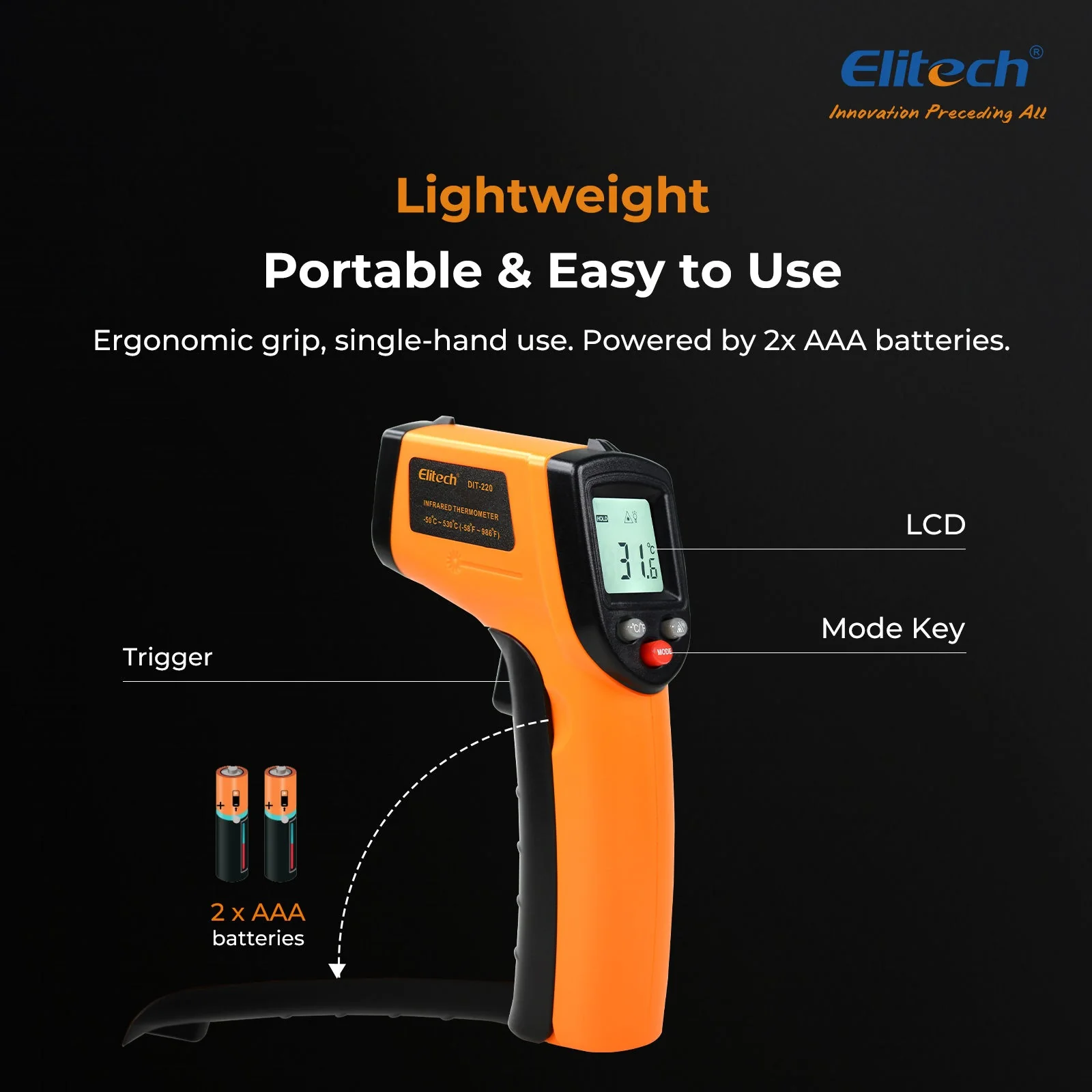 DIT-220 Infrared Thermometer – High-Precision, Non-Contact Temperature Gun with Laser Targeting, Adjustable Emissivity, and Self-Calibration - Image 7