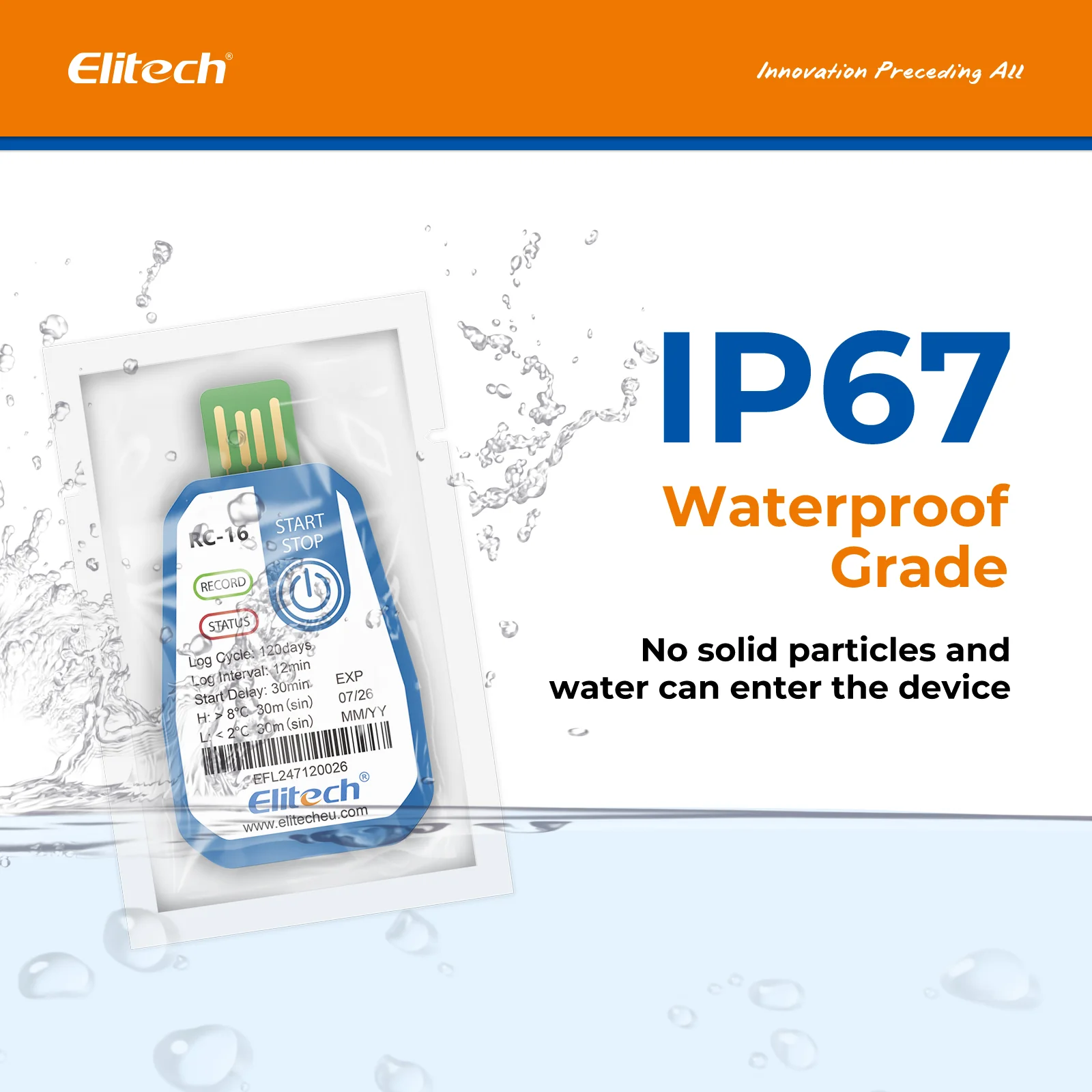 Elitech 10 Packs Temperature Data Logger USB Disposable Temperature Recorder with 16000 Points，Auto PDF CSV Reports High Accuracy 120days Single Use for Frozen Transportation Cold Chain Fresh RC-16 - Image 4