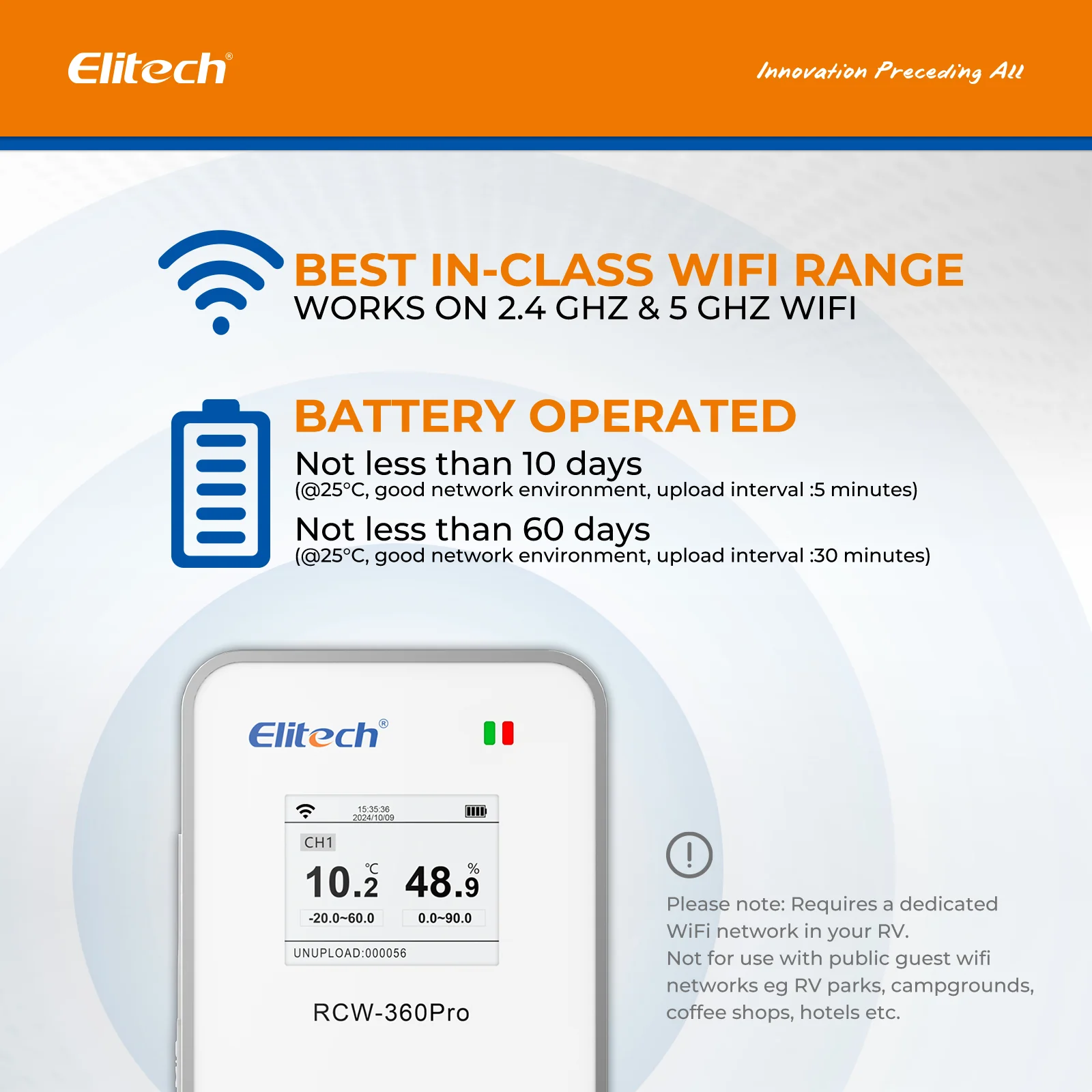Elitech 4G Cellular & WiFi Temperature Humidity CO2 Sensor Data Logger 100000 Points, 24/7 Monitor, 2-Year Subscription Included, App/Email/Text/Sound Alerts. Cloud Storage, Monitor Anywhere, Anytime - Image 5