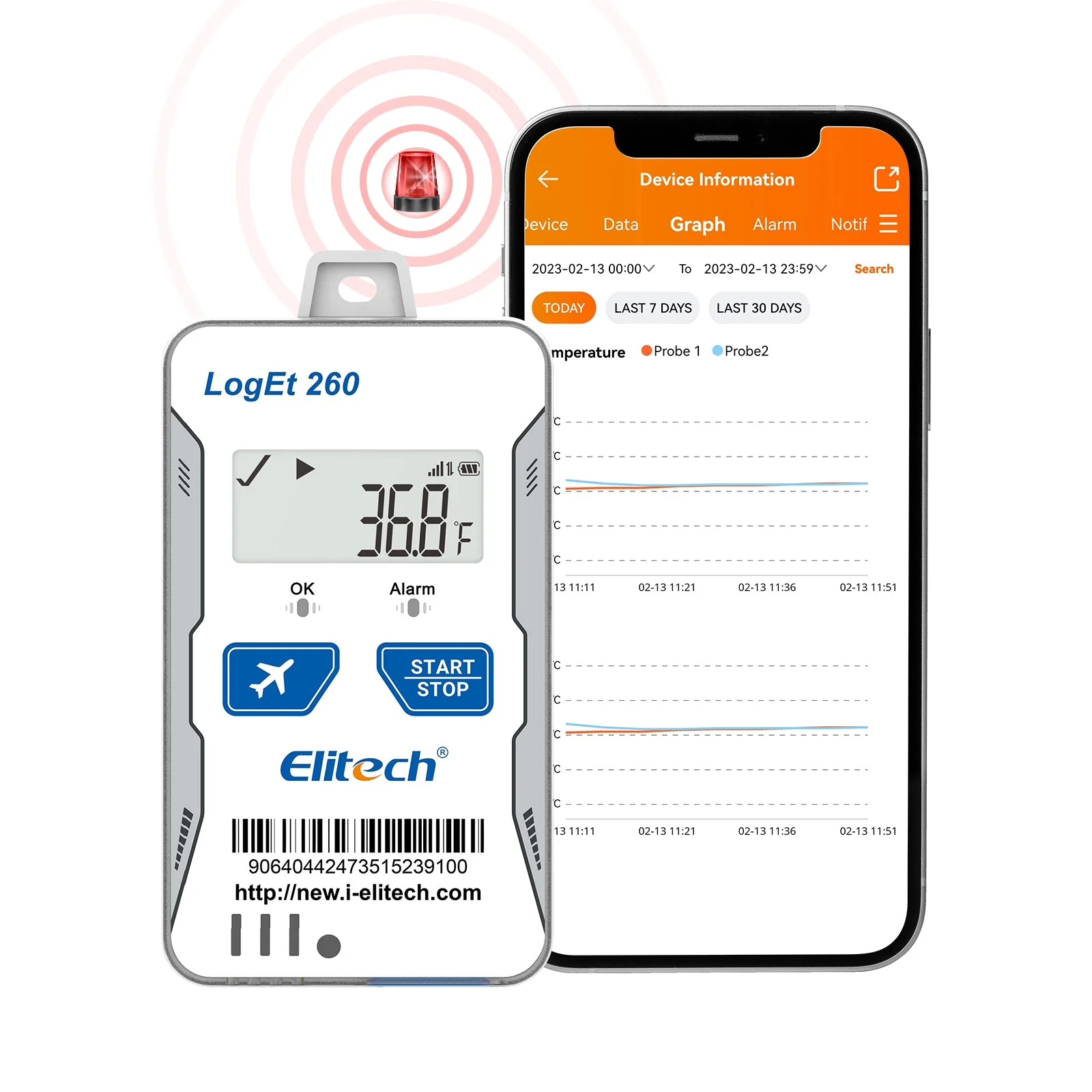 Elitech 4G GPS Reusable Real-time Temperature Humidity Data Logger Light/Shock/Location, Built-in SIM Card, Shadow Data,Airplane mode,Cloud Data Storage,SMS/Email/APP/Web Alarm,100000 Points,Loget 260-TH - Image 4