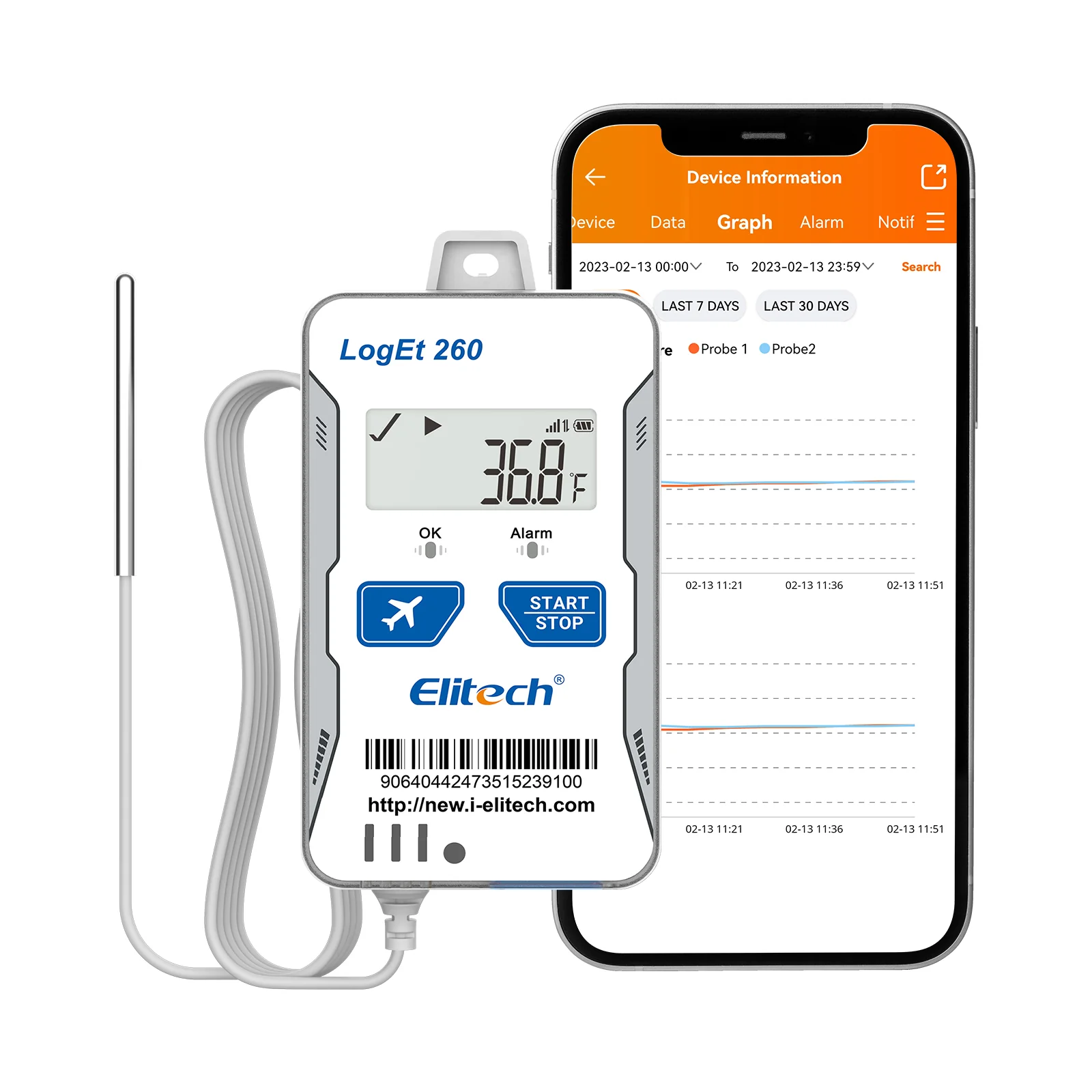 Elitech 4G GPS Reusable Real-time Temperature Humidity Data Logger Light/Shock/Location, Built-in SIM Card, Shadow Data,Airplane mode,Cloud Data Storage,SMS/Email/APP/Web Alarm,100000 Points,Loget 260-THE - Image 3