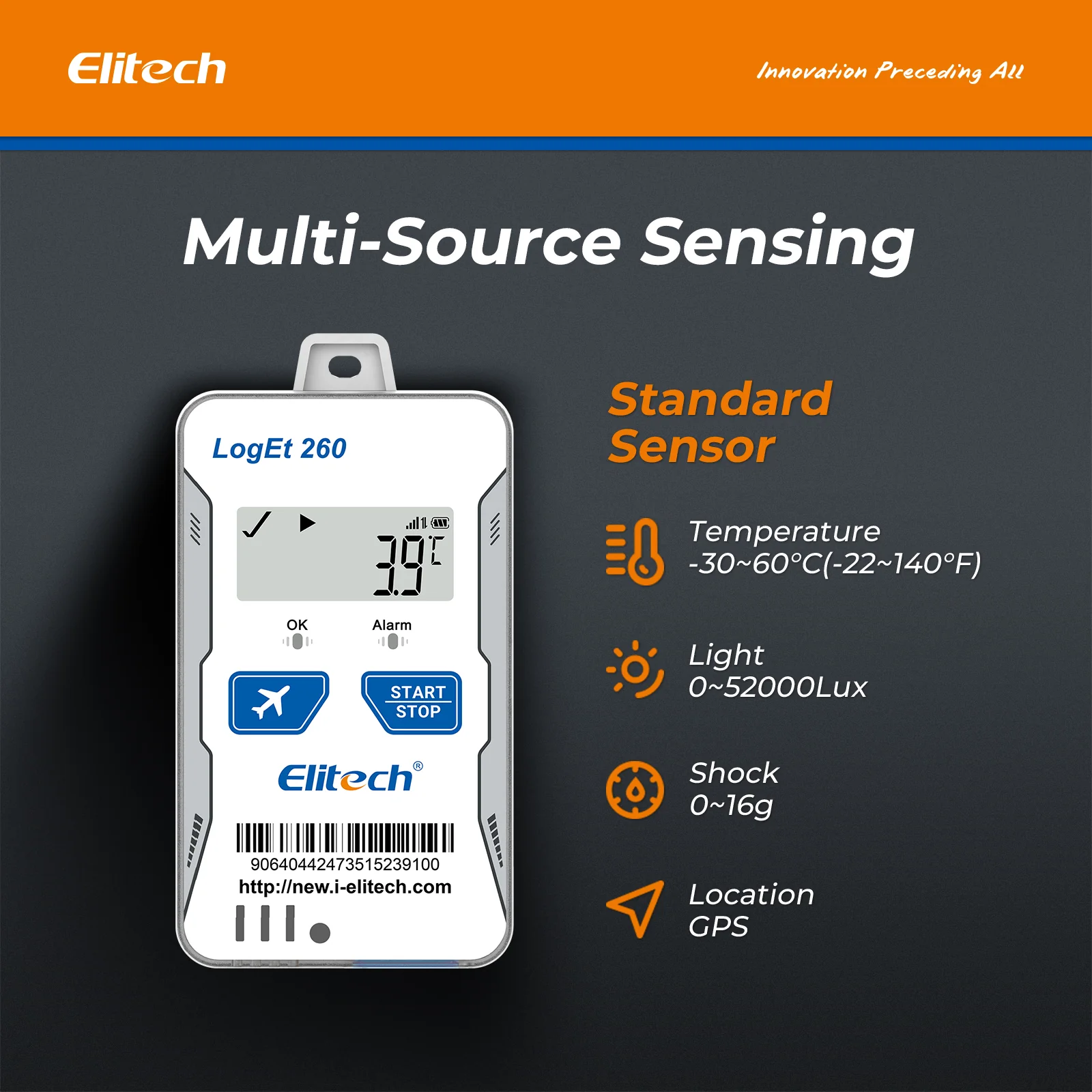 Elitech 4G GPS Reusable Real-time Temperature Humidity Data Logger Light/Shock/Location, Built-in SIM Card, Shadow Data,Airplane mode,Cloud Data Storage,SMS/Email/APP/Web Alarm,100000 Points,Loget 260-TH - Image 5