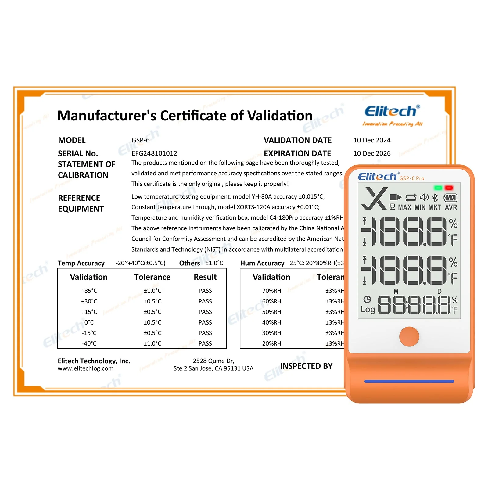 Elitech Bluetooth Thermometer Data Logger Temperature with Shadow Data 100000 Points Data Storage Export, Pharmacy Vaccine DDL Calibration Certificate, MAX MIN AVR MKT GSP-6Pro-GLE - Image 7