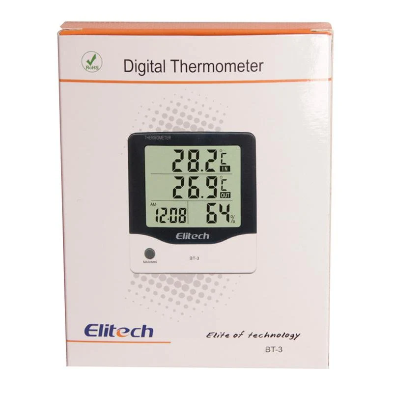 Elitech BT-3 LCD Indoor/Outdoor HVAC Digital Hygrometer Thermometer with Clock and Min/Max Value - Image 8