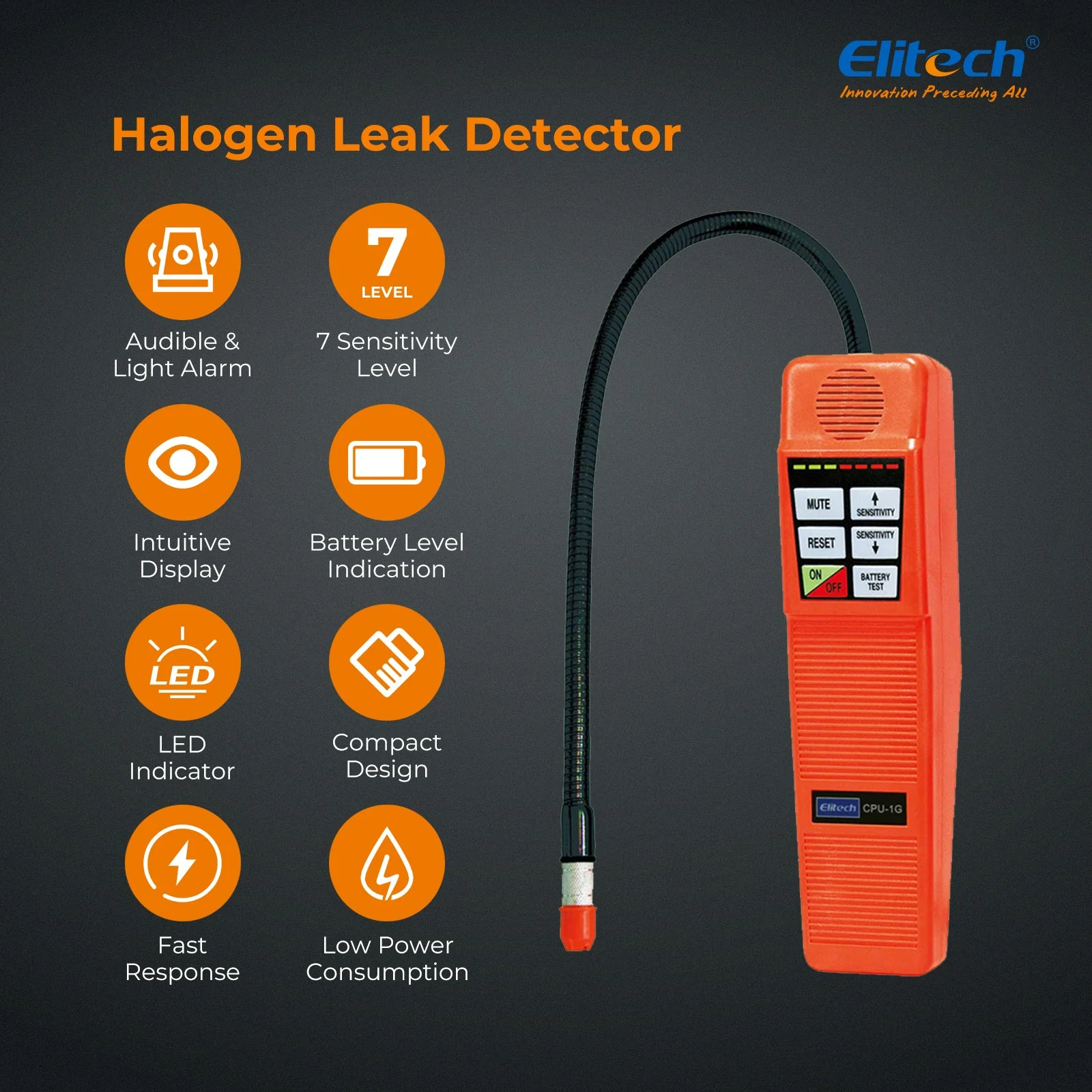 Elitech CPU-1G AC Refrigerant HVAC Leak Detector CFCs HCFCs HFCs with 2 Sensor Tips - Image 6