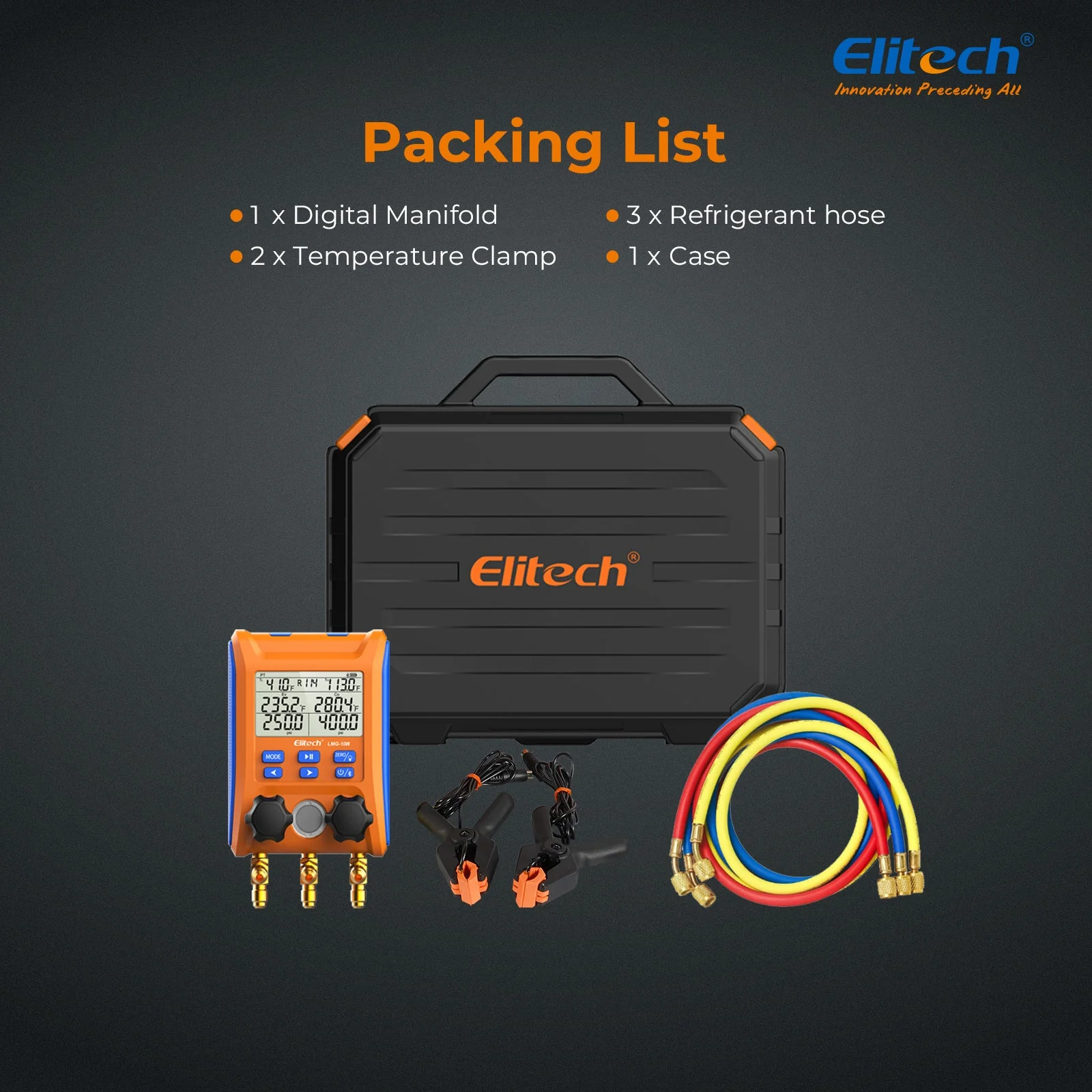 Elitech Digital Manifold Gauge 2-way Valve AC Gauges App Control with Thermometer Clamps for HVAC Systems, LMG-10W - Image 7