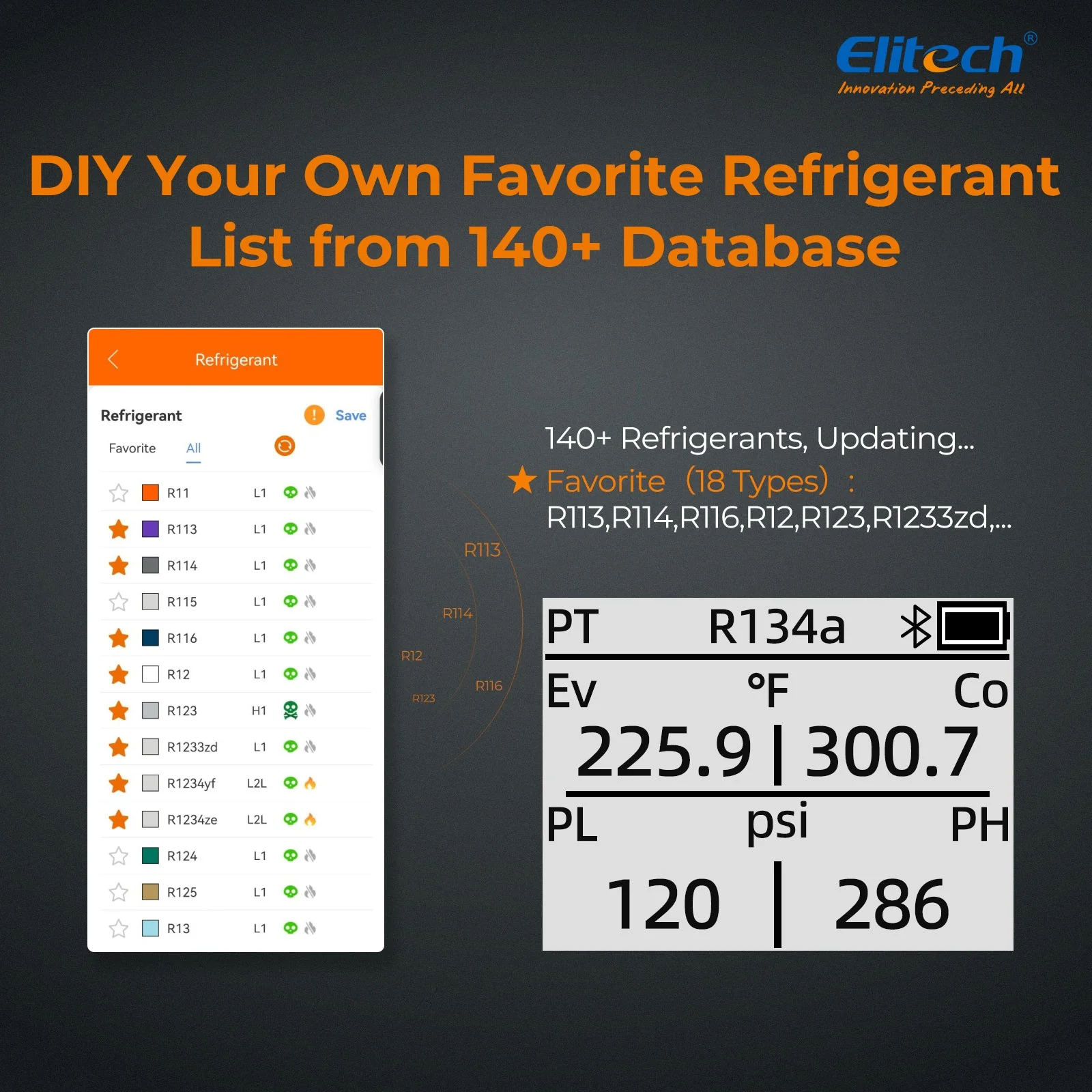 Elitech HVAC Digital Manifold Gauge App Control AC Gauges, DMG-4B - Image 4