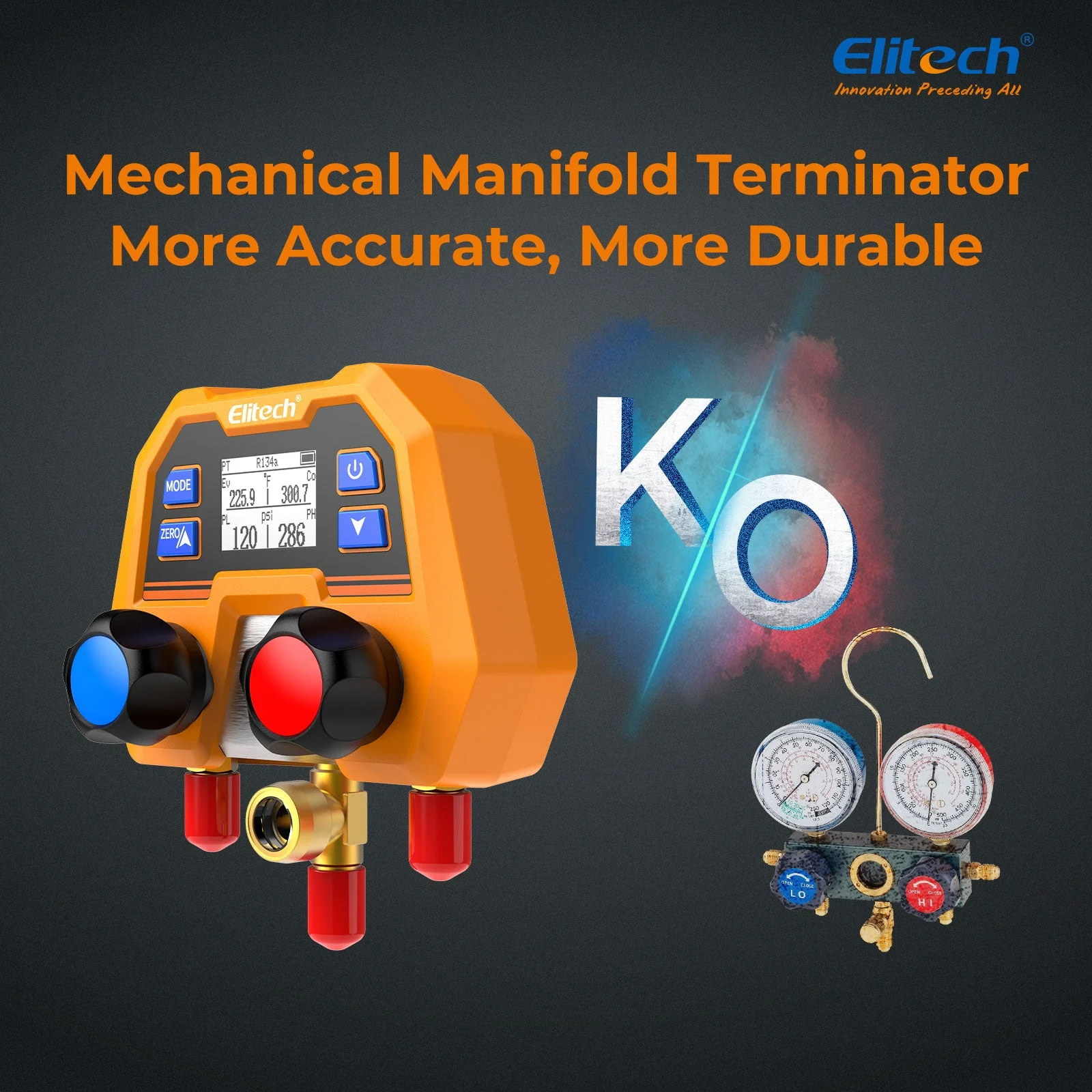Elitech Digital Manifold Gauge for HVAC, Refrigeration & AC Systems – Pressure & Temperature Measurement, LCD Display, DMG-2SE - Image 3
