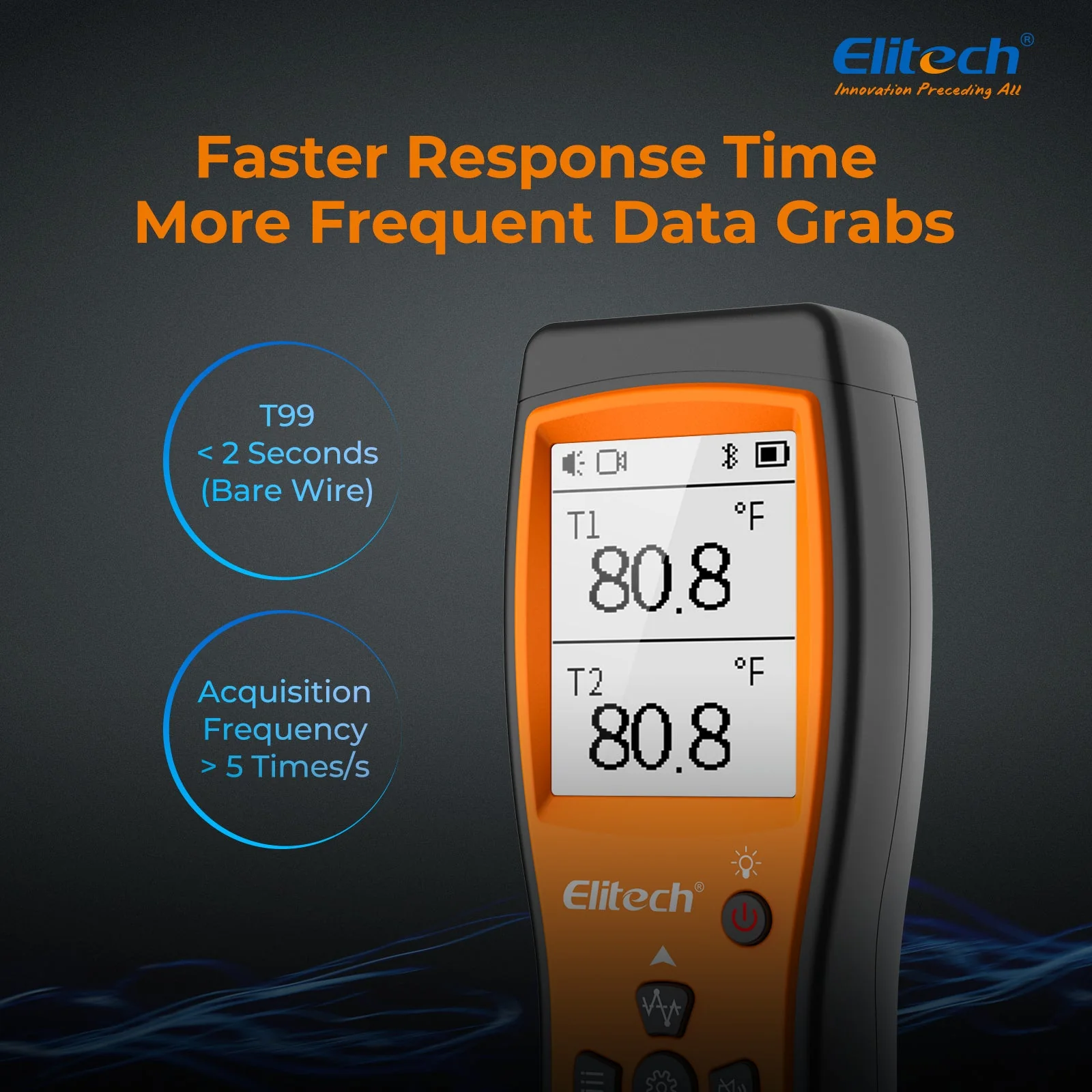 Elitech HVAC Dual Digital Thermocouple Temperature Thermometer with 2 K-Type Thermocouple Probe, Wide Range -58~932°F, 2 K-Type Thermocouples Measurement -58 to 482°F, ICT-220 - Image 3