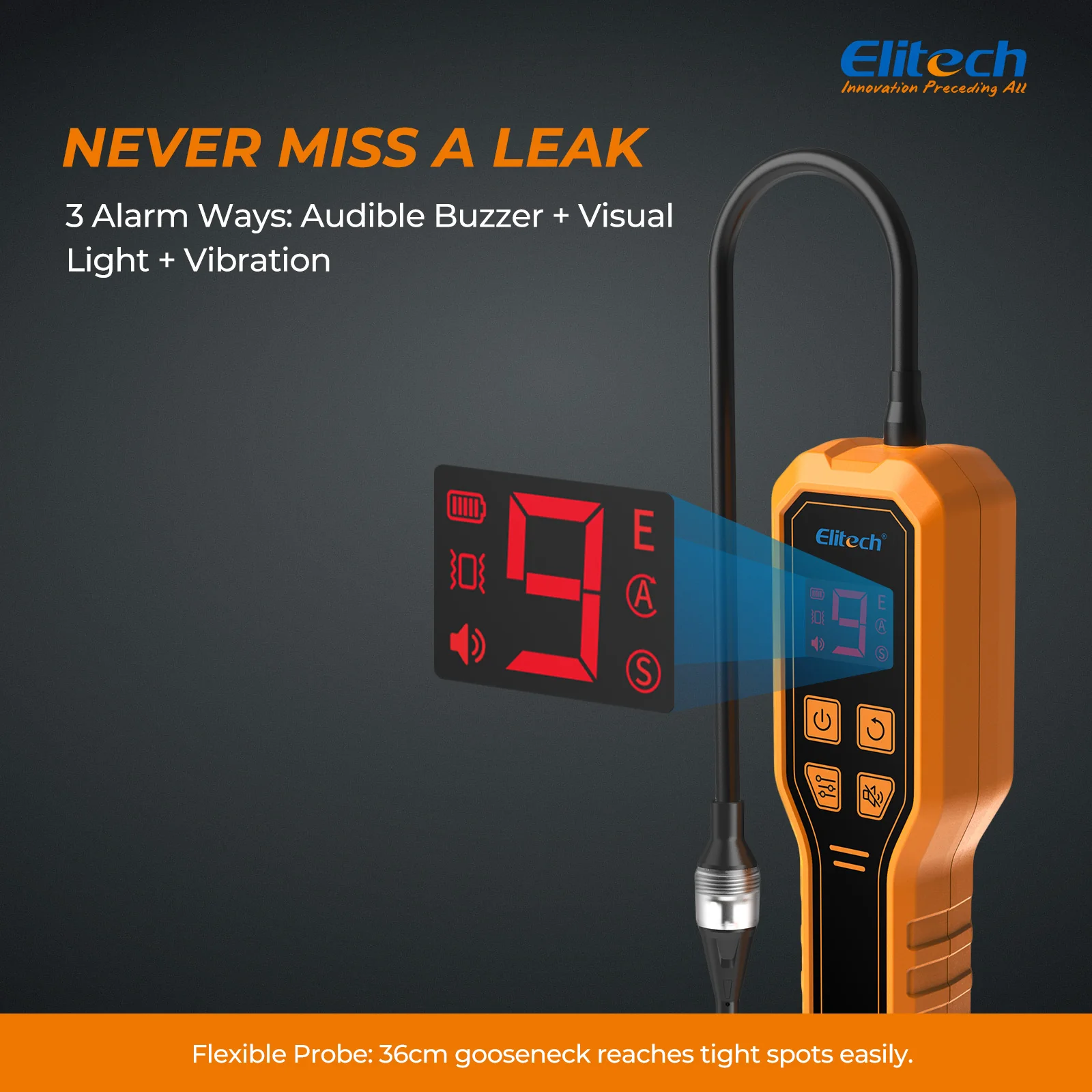 Elitech ELD-270 Heated Diode Refrigerant Leak Detector, HVAC Freon Sniffer with Digital Display & Vibration Alarm, High Sensitivity (2g/yr) for R410A R134a R1234yf R290 CFCs HCFCs HFCs - Image 5