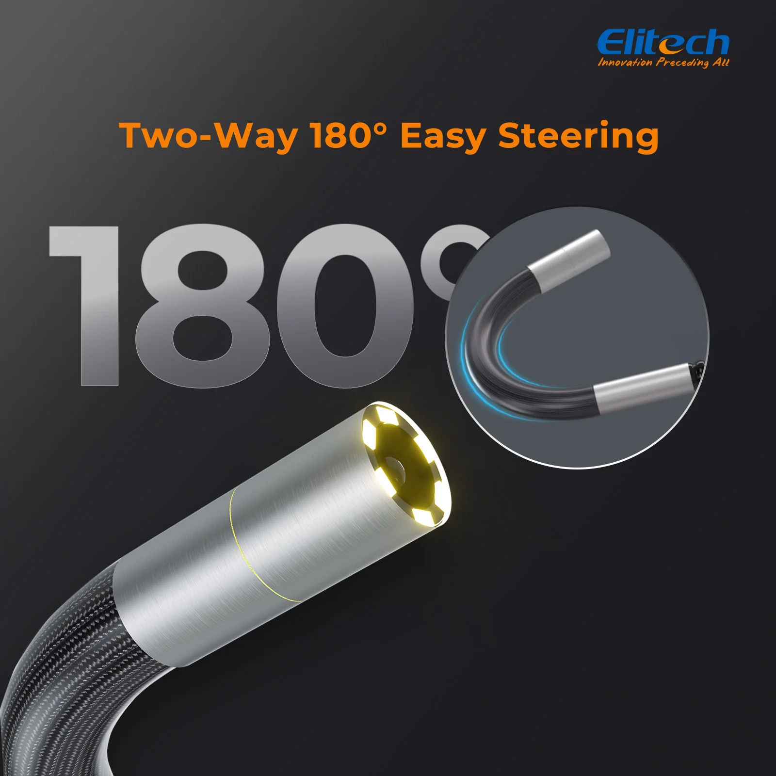 Elitech ELS-240 Articulating Borescope Inspection Camera, Two-Way 180° Steering Endoscope with 4.3" IPS Screen, 6.2mm IP67 Waterproof Probe, 720P HD Industrial Scope for Automotive Mechanics - 1m - Image 2