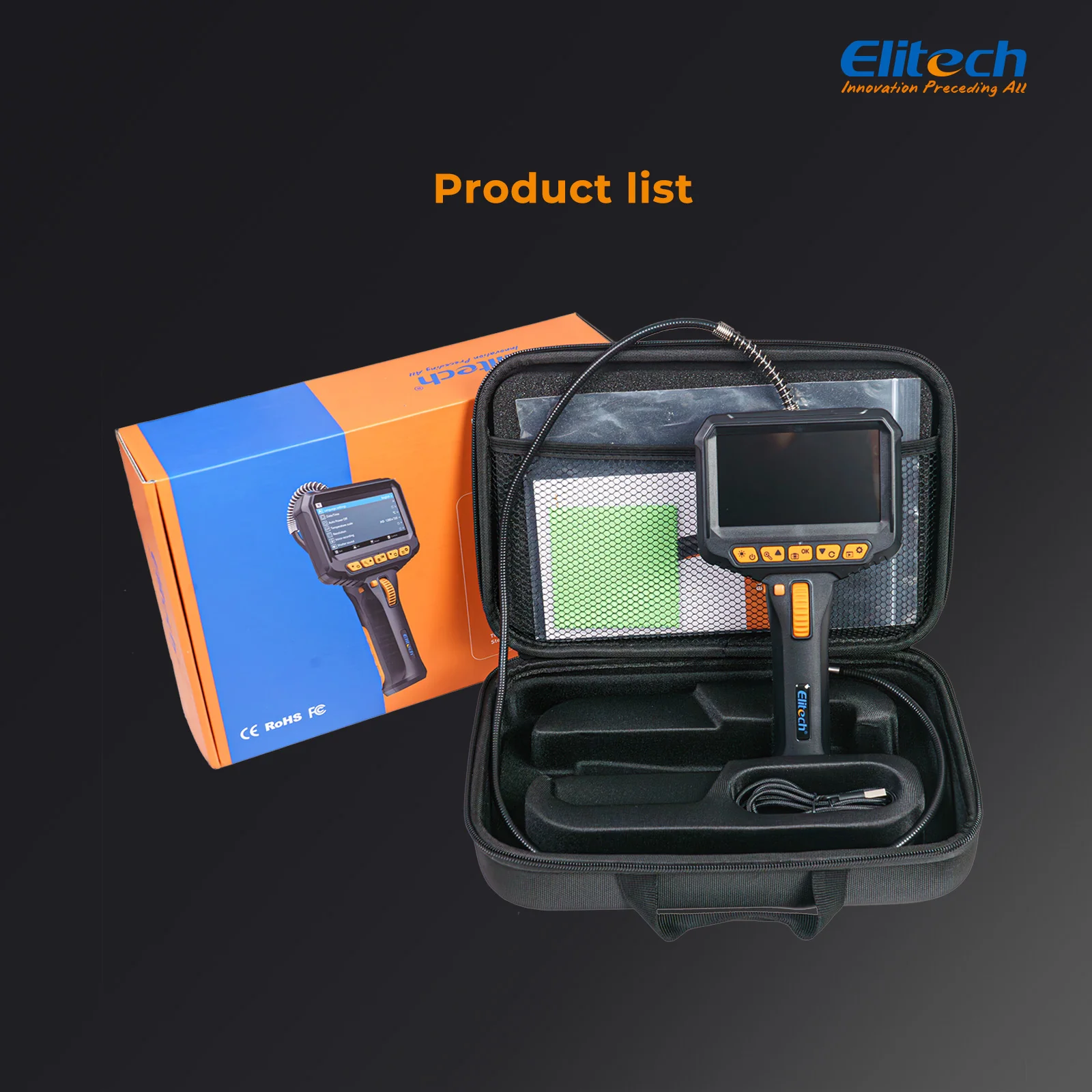 Elitech ELS-240 Articulating Borescope Inspection Camera, Two-Way 180° Steering Endoscope with 4.3" IPS Screen, 6.2mm IP67 Waterproof Probe, 720P HD Industrial Scope for Automotive Mechanics - 1m - Image 7