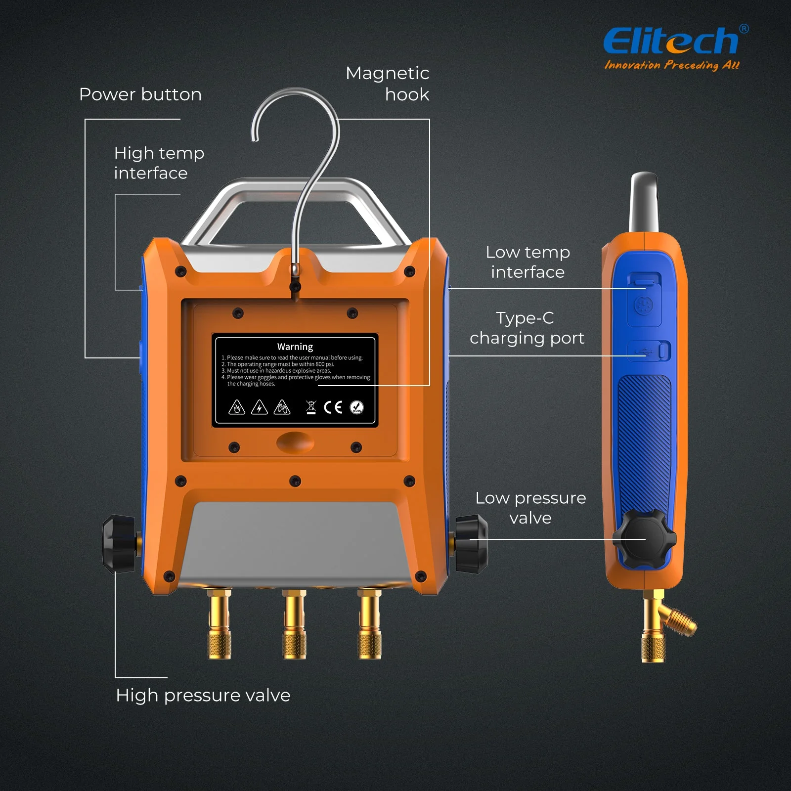 Elitech EMG-20V Intelligent HVAC Digital Manifold 2 Valves with 5” Smart Touch Screen - Image 8