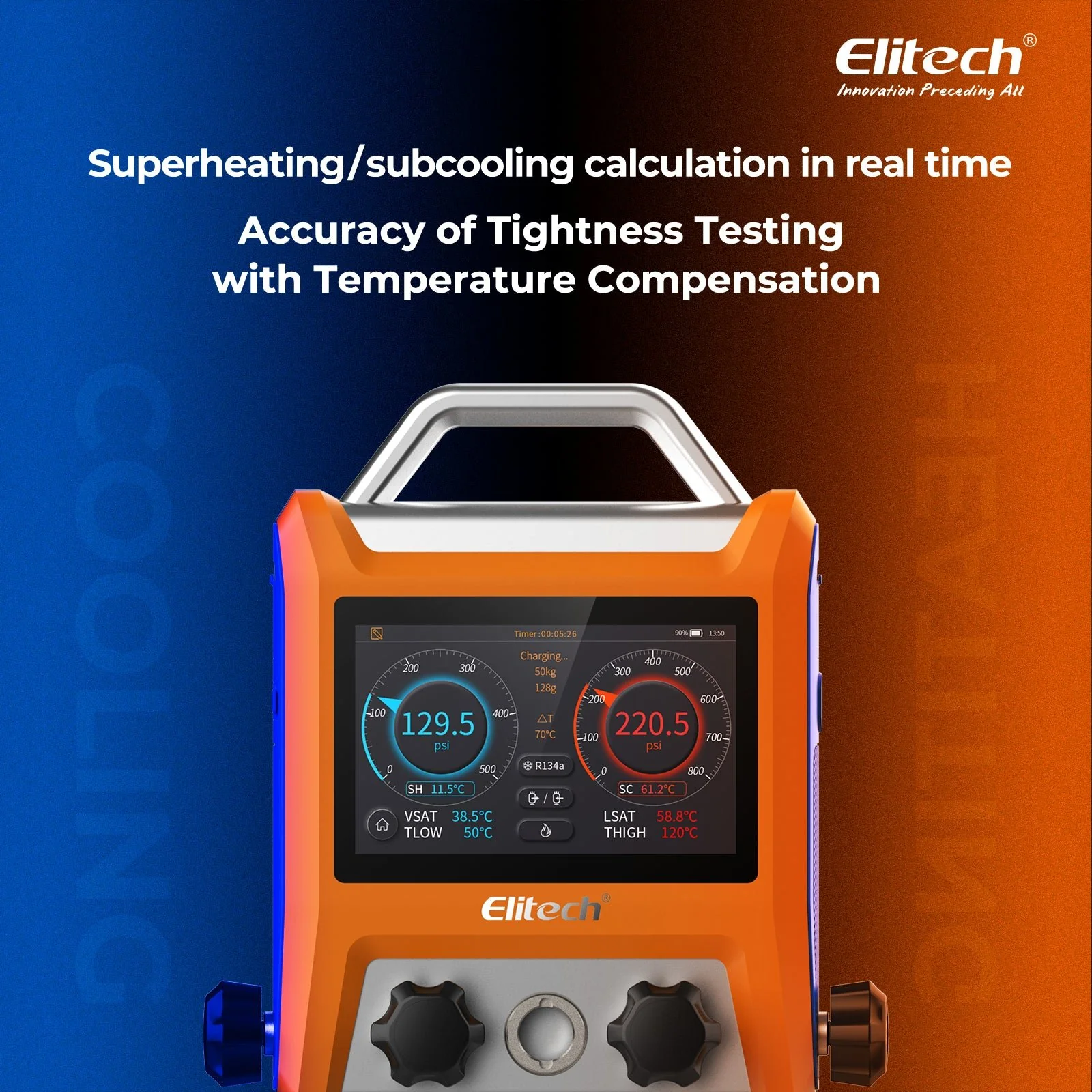 Elitech EMG-40V Intelligent HVAC Digital Manifold Gauge 4-Way Valve with Micron Gauge Transmitter - Image 3