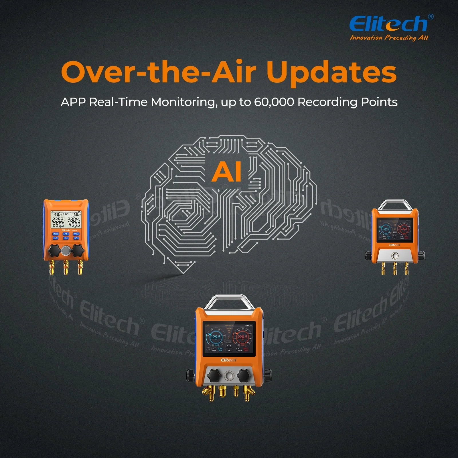 Elitech EMG-40V Intelligent HVAC Digital Manifold Gauge 4-Way Valve with Micron Gauge Transmitter - Image 4