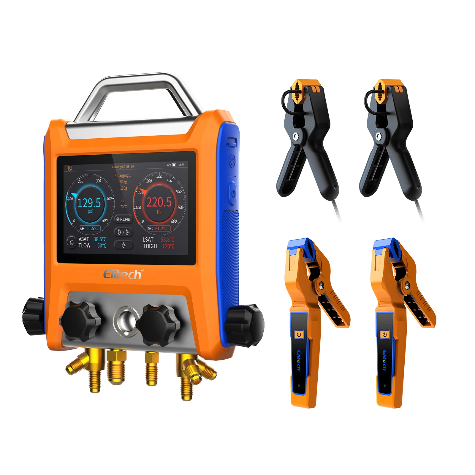Elitech EMG-40V Intelligent HVAC Digital Manifold Gauge 4-Way Valve with Micron Gauge Transmitter - Image 9
