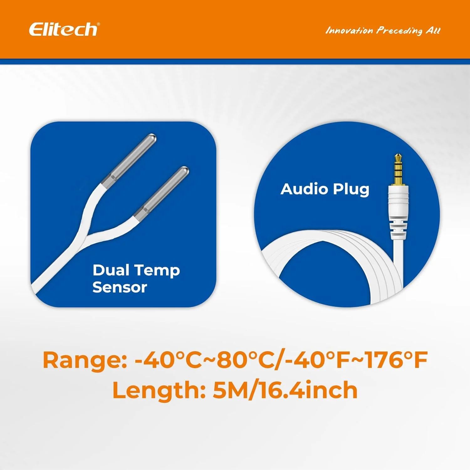 Elitech RCW-360Pro 【Two Temperature Probes】Probe Length: 5m(16.4ft). Measuring Range: -40~80℃(-40~176℉), Accuracy: ±0.5℃(0.9℉), TD3X-TDE-R - Image 3