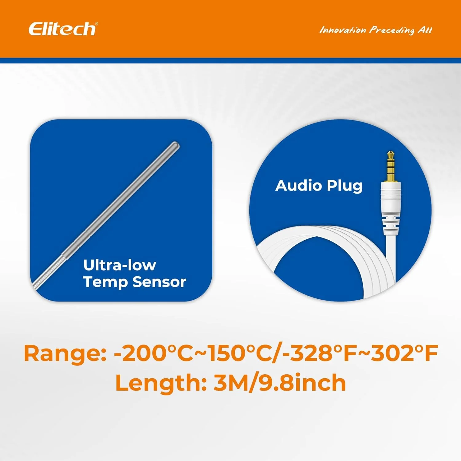 Elitech RCW-360Pro 【One Ultra-Low Temperature Probe】Probe Length: 3m(9.9ft). Measuring Range: -200~150℃(-328~302℉), Accuracy: ±0.5℃(0.9℉), PT100IIC-TLE-R - Image 3
