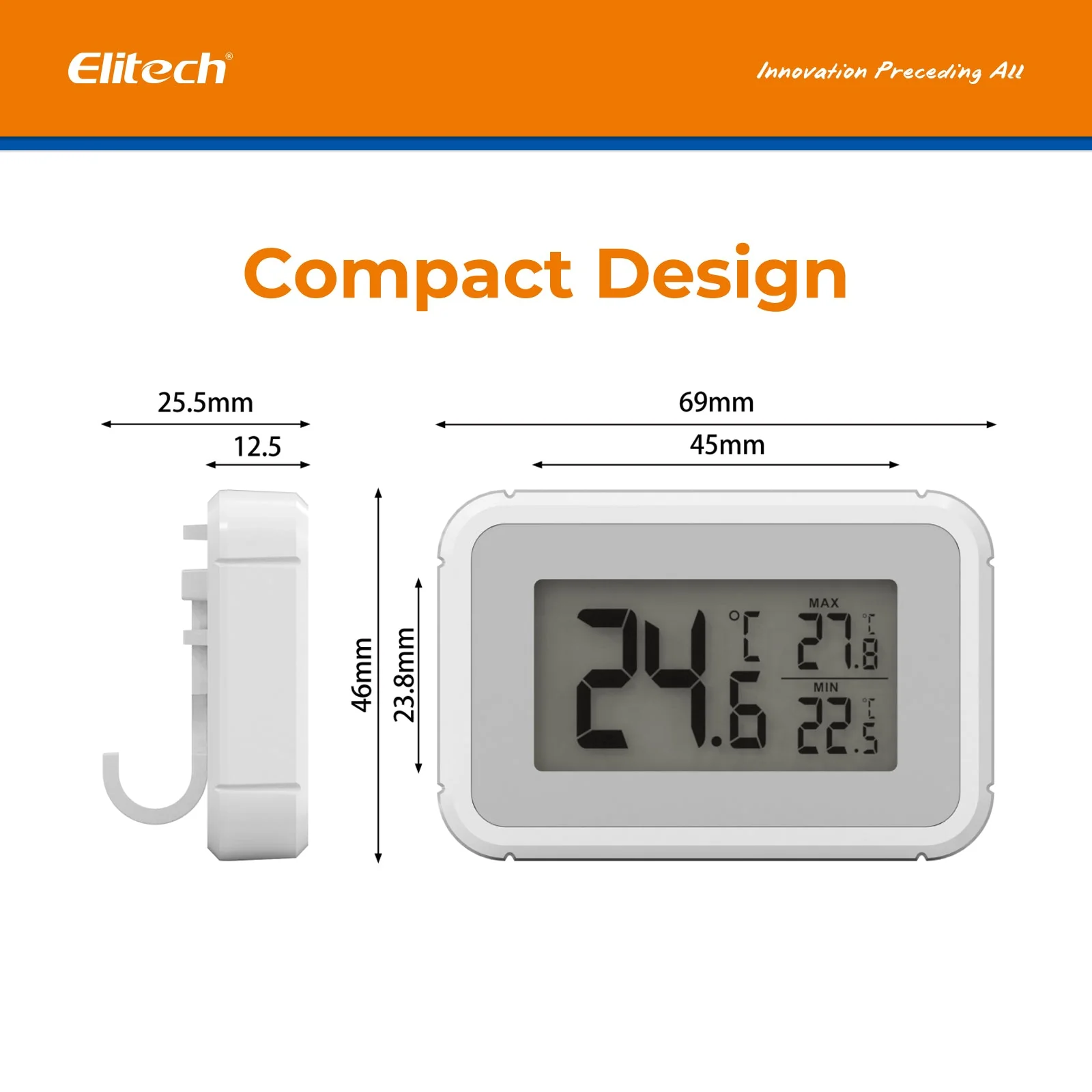 Elitech Fridge Thermometer Digital Freeze Refrigerator Thermometer Waterproof Large LCD Display Max/Min Record Function TM-2T - Image 4