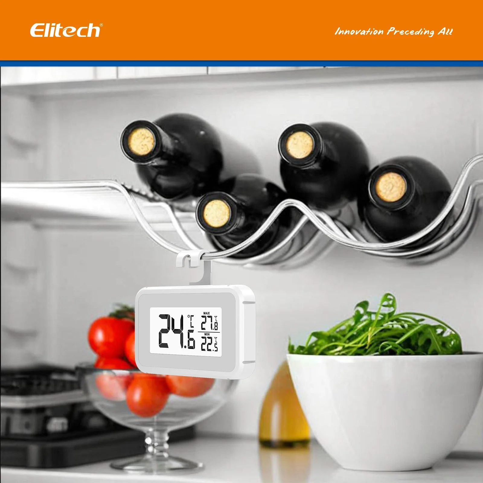 Elitech Fridge Thermometer Digital Freeze Refrigerator Thermometer Waterproof Large LCD Display Max/Min Record Function TM-2T - Image 7