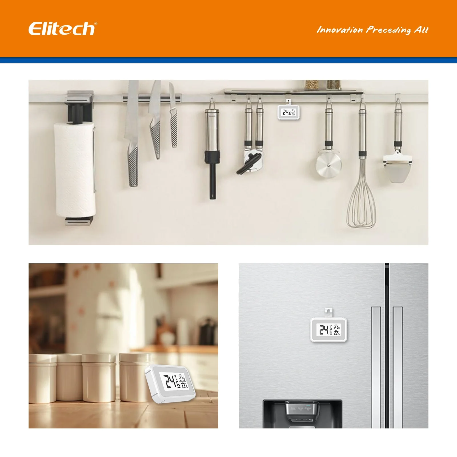 Elitech Fridge Thermometer Digital Freeze Refrigerator Thermometer Waterproof Large LCD Display Max/Min Record Function TM-2T - Image 8