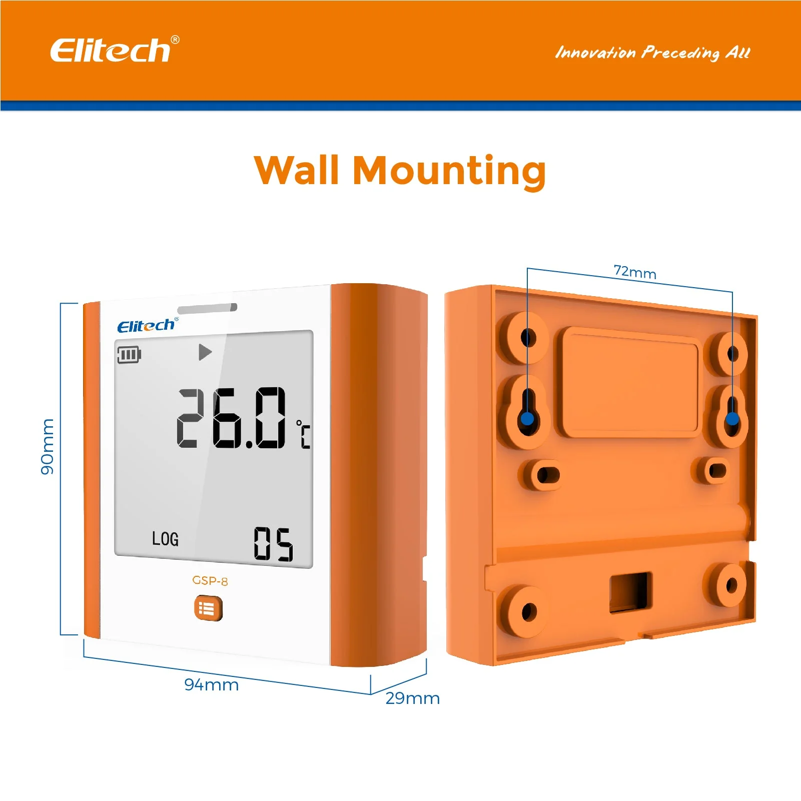 Elitech 100,000 Points Digital Temperature Humidity Data Logger Medical Refrigerator Thermometer Vaccine Fridge Temperature Monitor Max Min Average Value GSP-8 - Image 5
