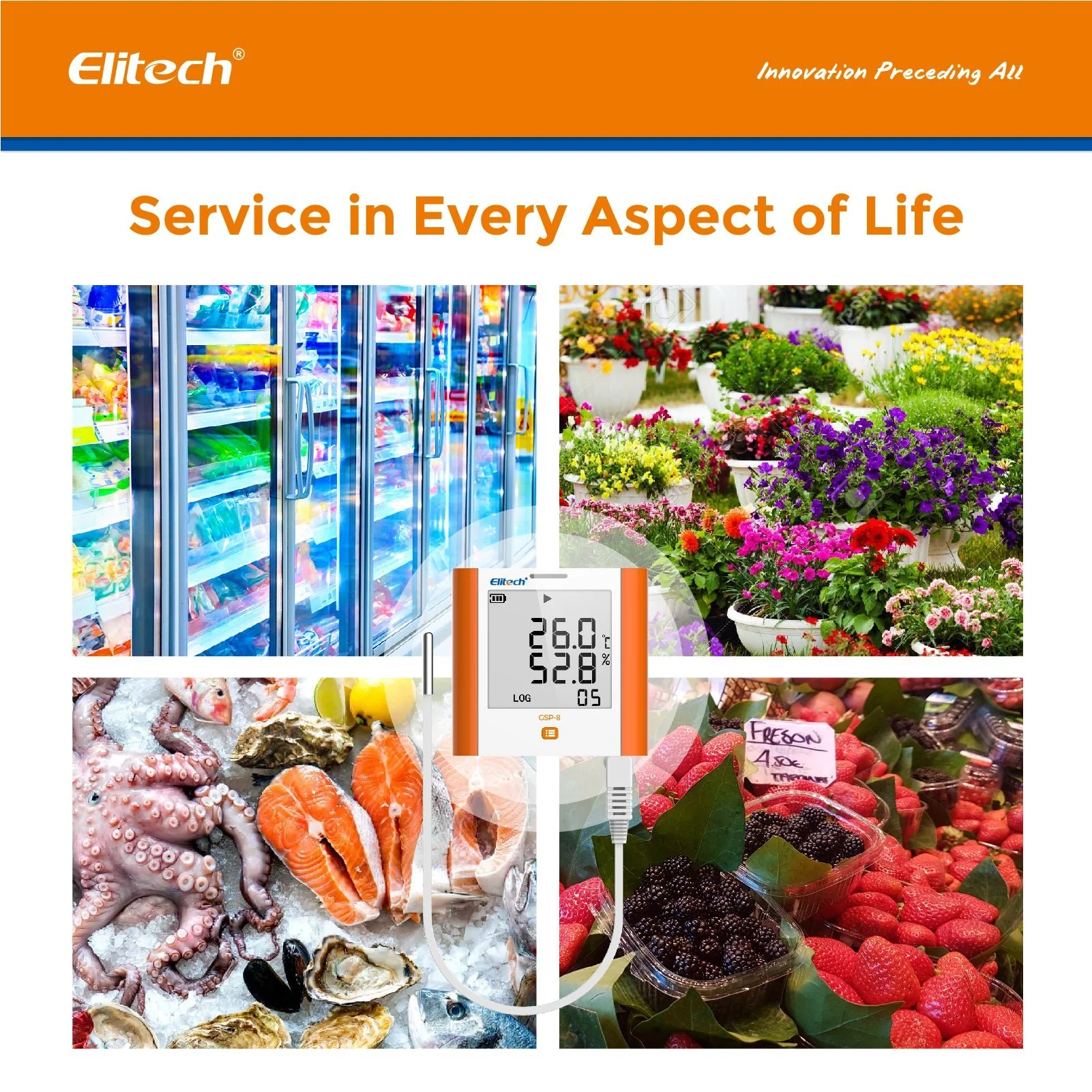 Elitech 100,000 Points Digital Temperature Humidity Data Logger Medical Refrigerator Thermometer Vaccine Fridge Temperature Monitor Max Min Average Value GSP-8 - Image 7