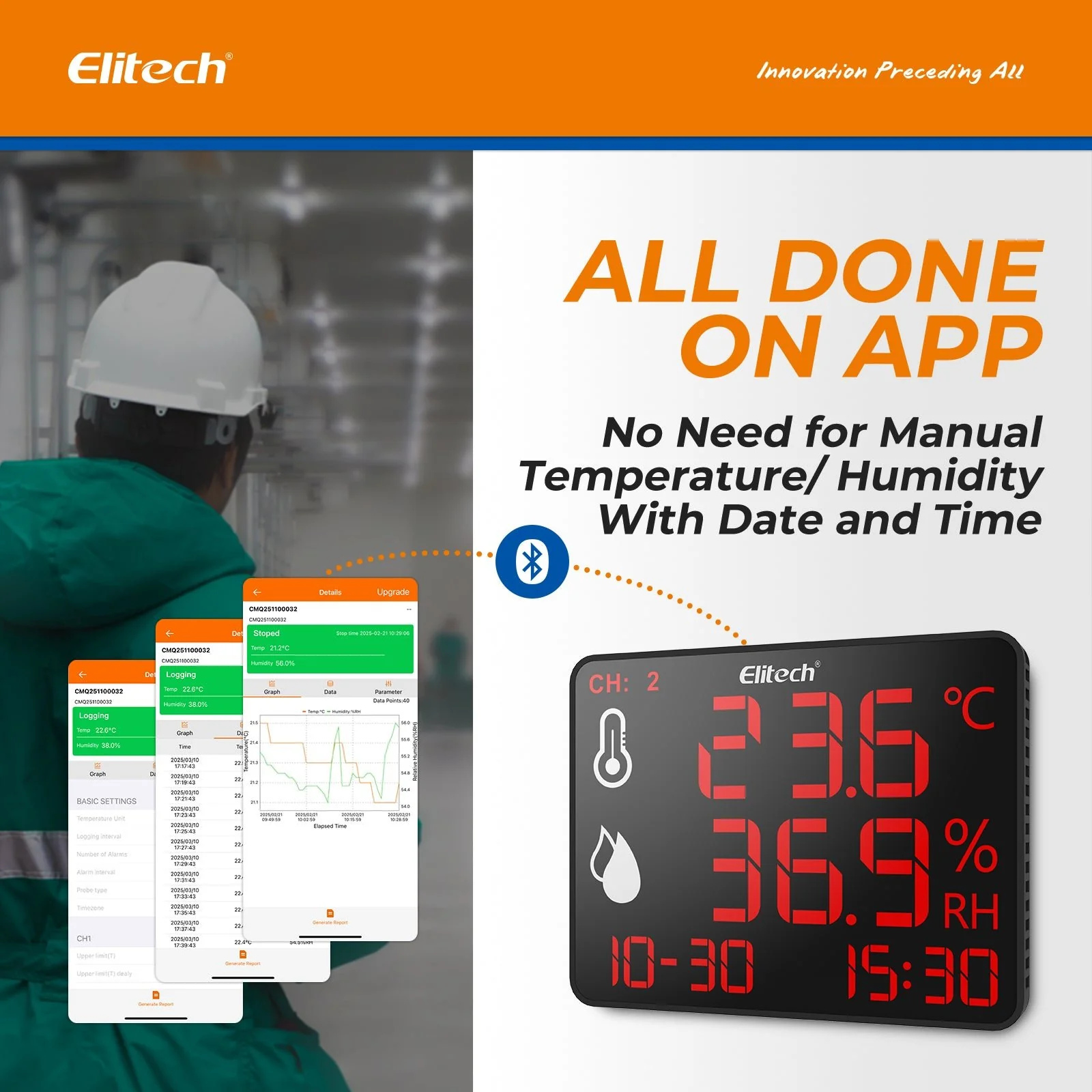 Elitech High Accuracy Digital Hygrometer Thermometer Data Logger 30000 Points, Humidity Temperature Monitor With Calibration Certificate for Audit, For Greenhouse/ Warehouse/ Lab/ Hospital DR-230/DR-230W - Image 8