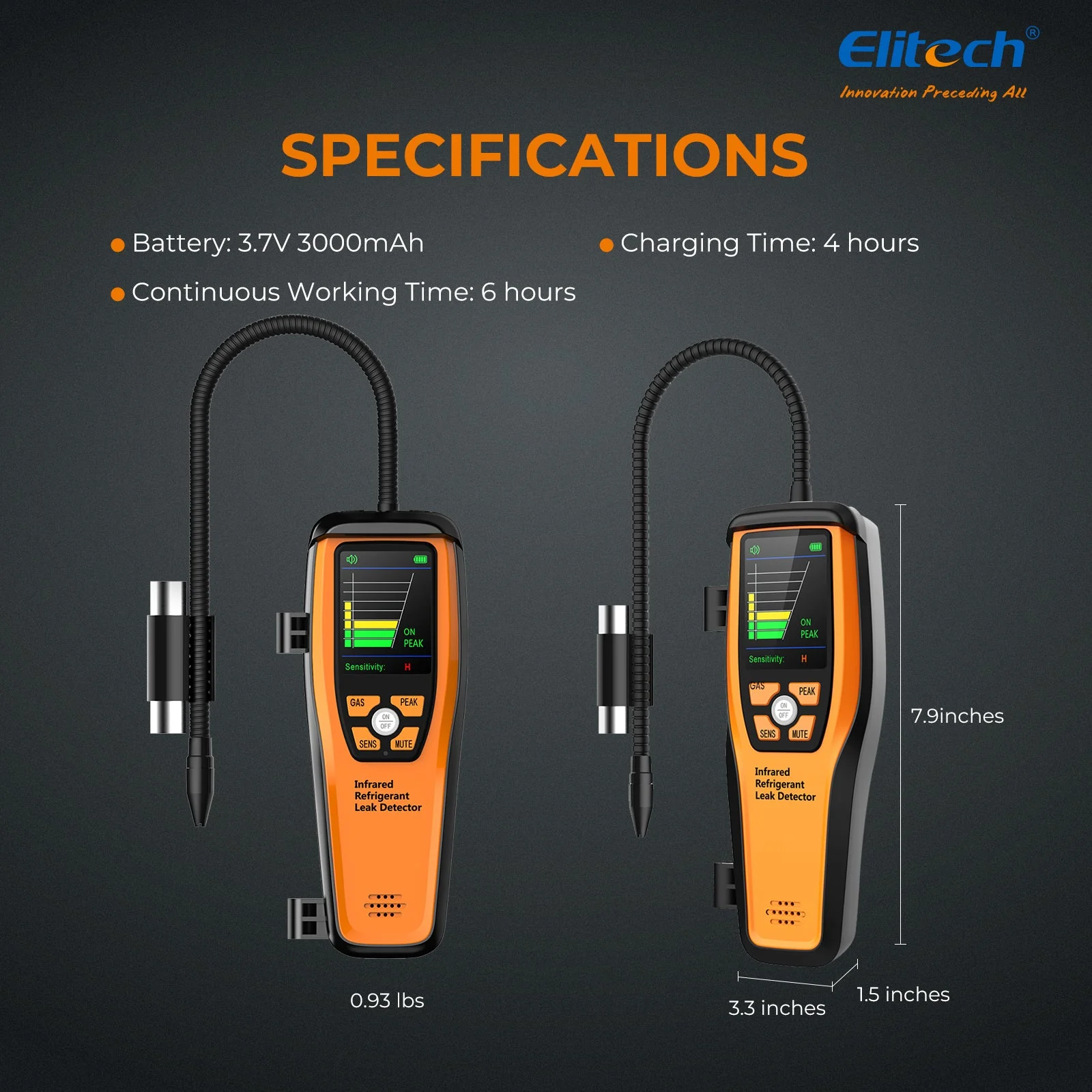Elitech Infrared Refrigerant HVAC Leak Detector ILD-300 Detect All HFC, CFC, HCFC, HFO and Blends - Image 5
