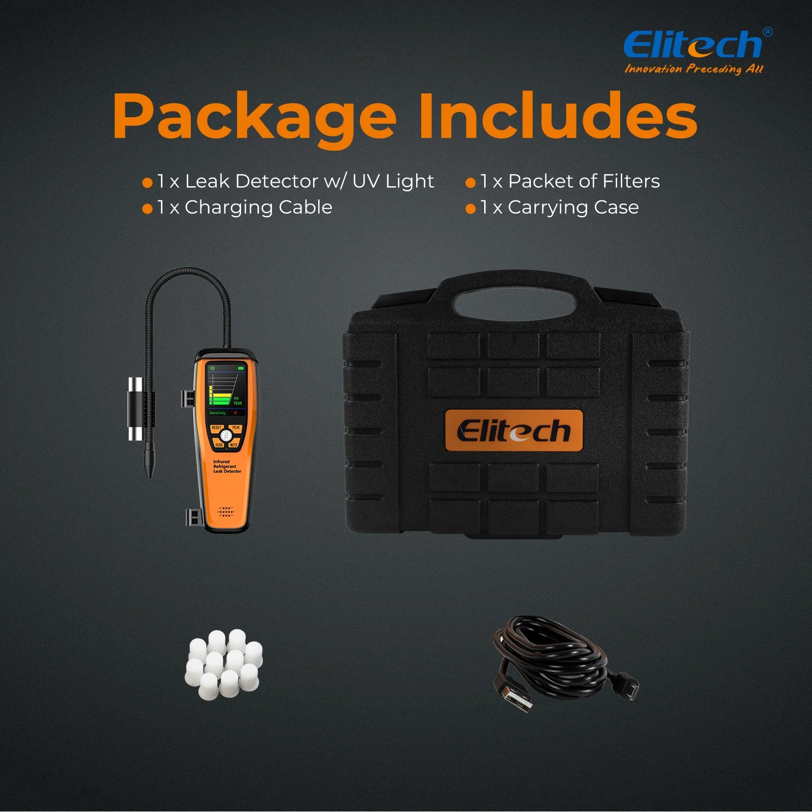 Elitech Infrared Refrigerant Leak Detector ILD-200 max High-Precision HVAC/R Leak Detection, 10-Year Sensor Lifetime, 1g/a Ultra-Low Detection, 4 Sensitivity Levels, Rechargeable Battery, TFT Display & Sound Alarm - Image 7