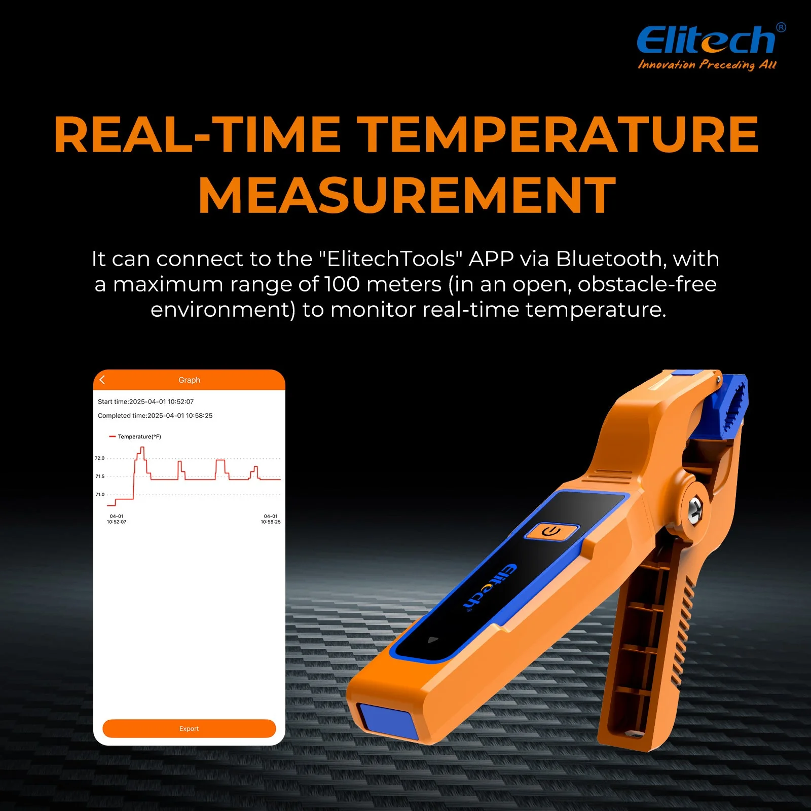 Elitech IPT-01 Wireless Temperature Clamp for HVAC Heating and Cooling Systems – T-Type Thermometer, High Precision, Data Logging & Remote Monitoring –HVAC Temperature Probe with Bluetooth and App Operation - Image 3