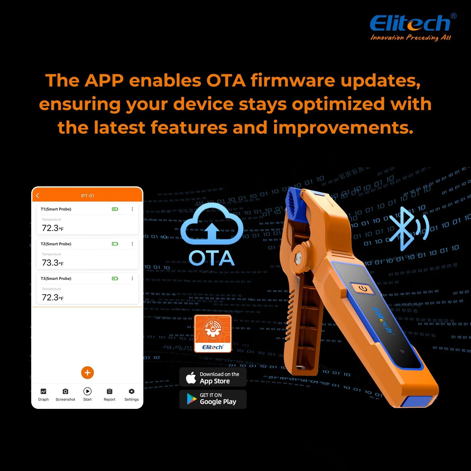 Elitech IPT-01 Wireless Temperature Clamp for HVAC Heating and Cooling Systems – T-Type Thermometer, High Precision, Data Logging & Remote Monitoring –HVAC Temperature Probe with Bluetooth and App Operation - Image 5