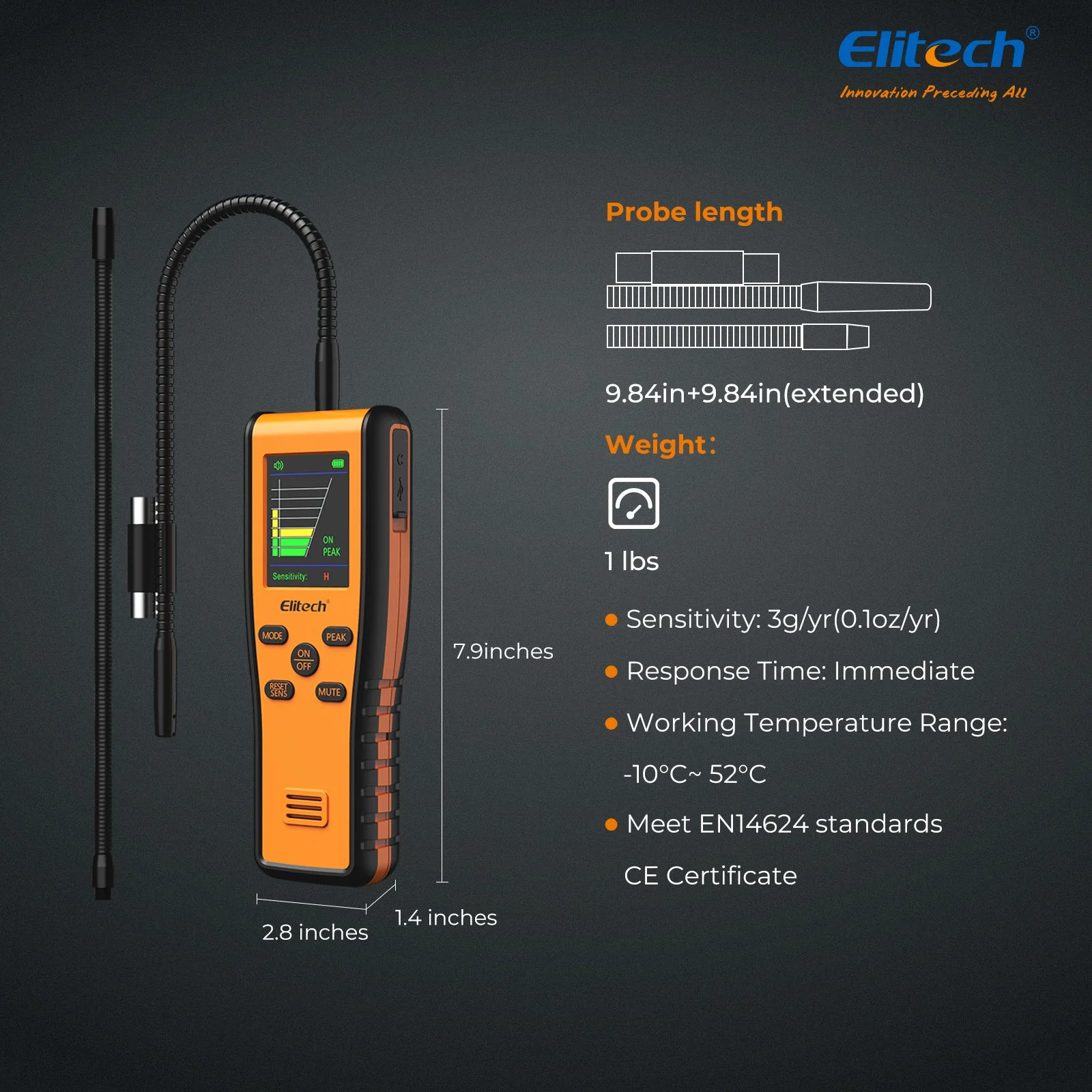 Elitech IR-200 Infrared & Heated Diode Refrigerant HVAC Leak Detector for Air Conditioner and Automotive Repair - Image 6