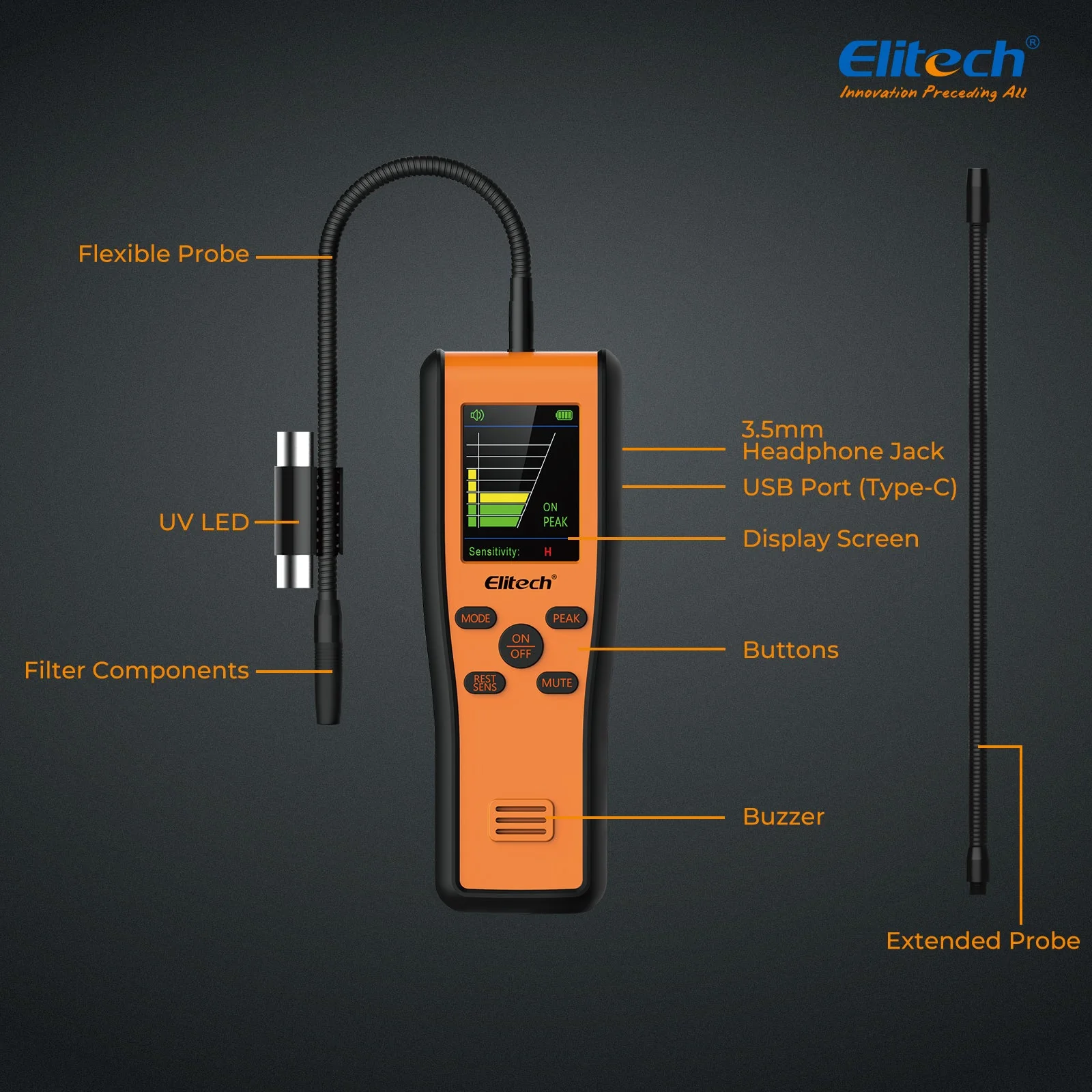 Elitech IR-200 Infrared & Heated Diode Refrigerant HVAC Leak Detector for Air Conditioner and Automotive Repair - Image 7