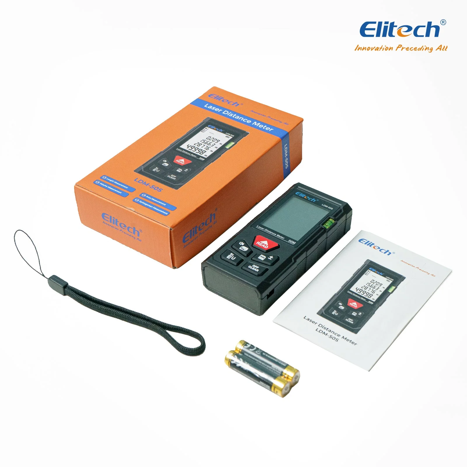 Elitech LDM-50S Laser Distance Meter, 165ft Digital Measure Tool ±2mm Accuracy, Area/Volume/Pythagoras Modes, Backlit LCD, 99 Records, Unit Switch – for Home & DIY - Image 6