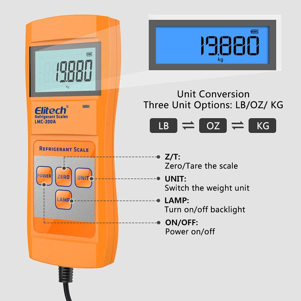 Elitech LMC-200A HVAC Refrigerant Electronic Charging/Recover Scale 330 Lbs - Image 6