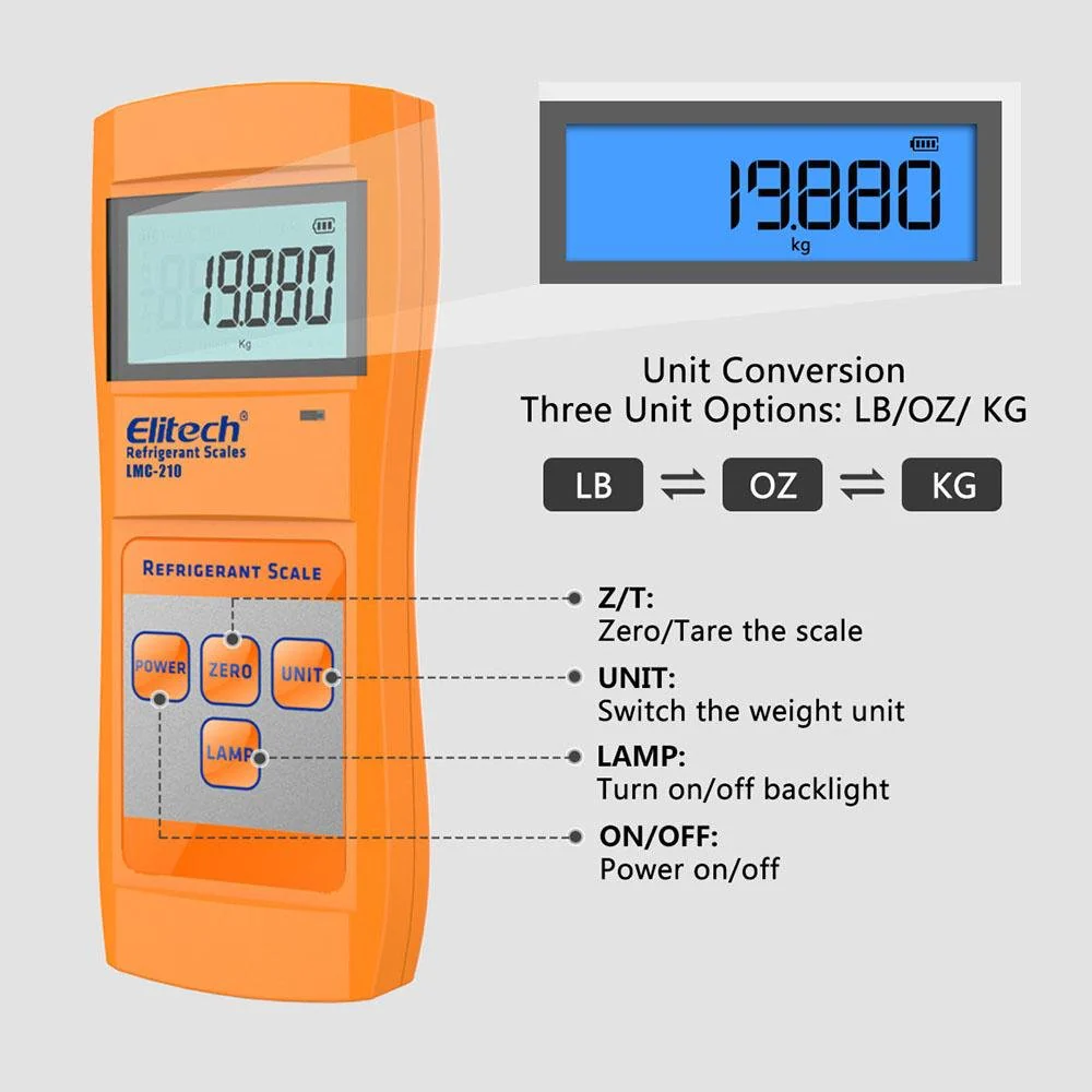 Elitech LMC-210 Wireless HVAC Refrigeration Scale with Remote 220 Lbs - Image 3