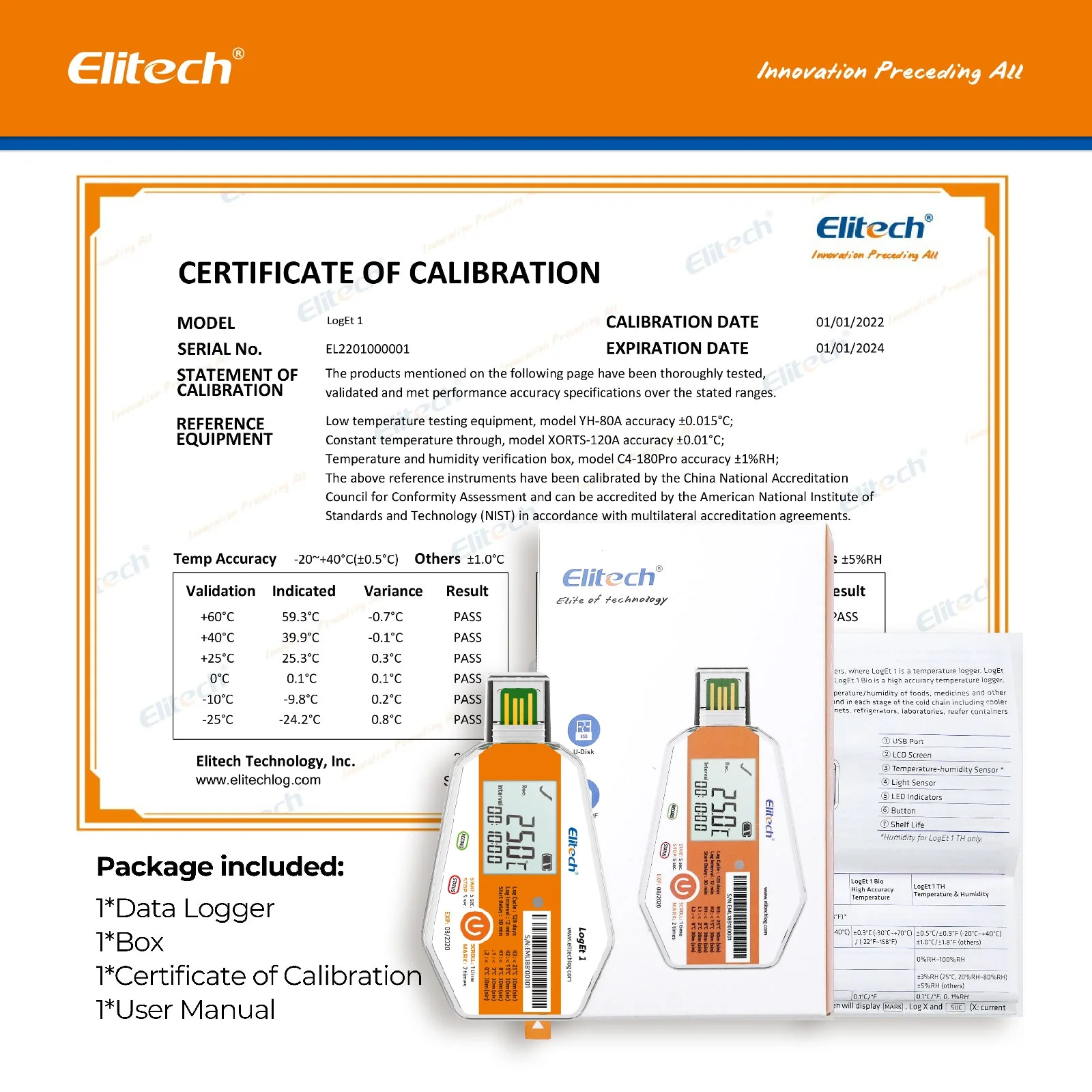 Elitech LogEt 1 Temperature Data Logger Single Use PDF Report USB Port 16000 Points，-30℃-70℃/-22℉-158℉ - Image 6