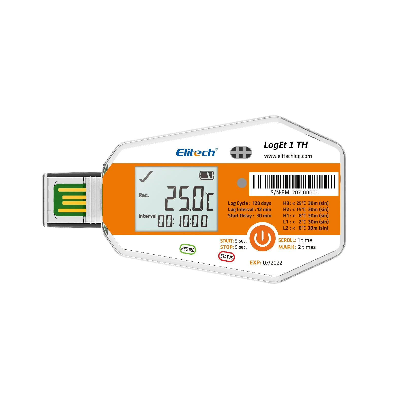 Elitech LogEt 1 TH Single Use Temperature and Humidity Data Logger,-30℃-70℃/-22℉-158℉ - Image 10