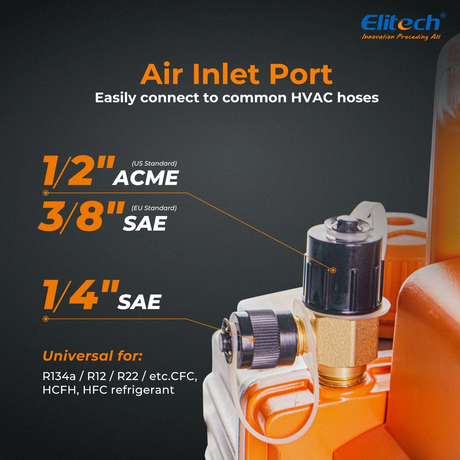 Elitech NVP-3 HVAC Vacuum Pump 3CFM 1.5L/S 1/4HP Single Stage Rotary Vane Air Vacuum Pump for HVAC and Refrigeration Systems,  Durable and Easy to Maintain - Image 5