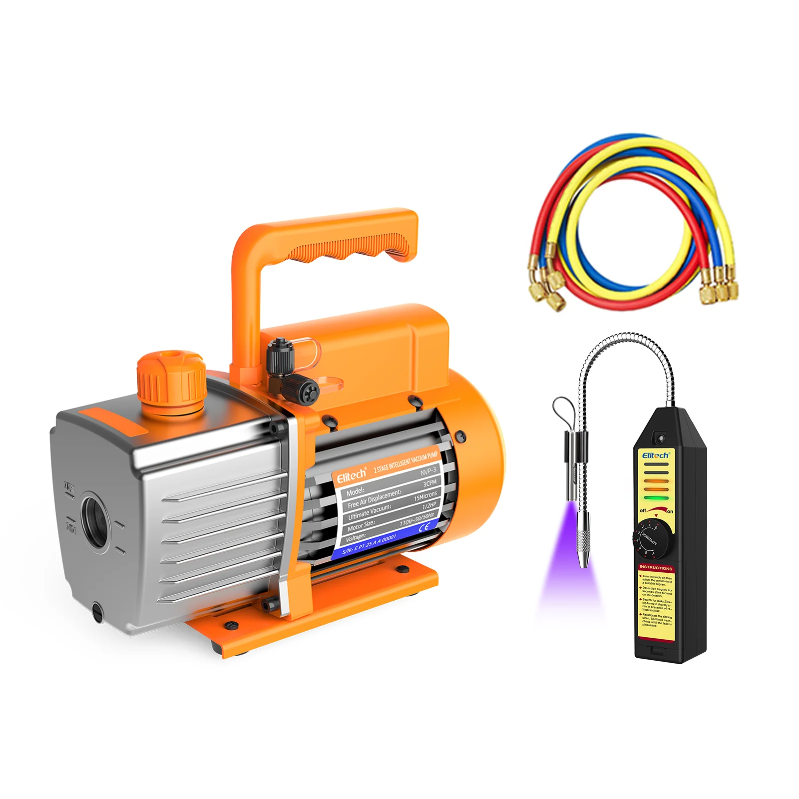 Elitech NVP-3 HVAC Vacuum Pump 3CFM 1.5L/S 1/4HP Single Stage Rotary Vane Air Vacuum Pump for HVAC and Refrigeration Systems,  Durable and Easy to Maintain - Image 7