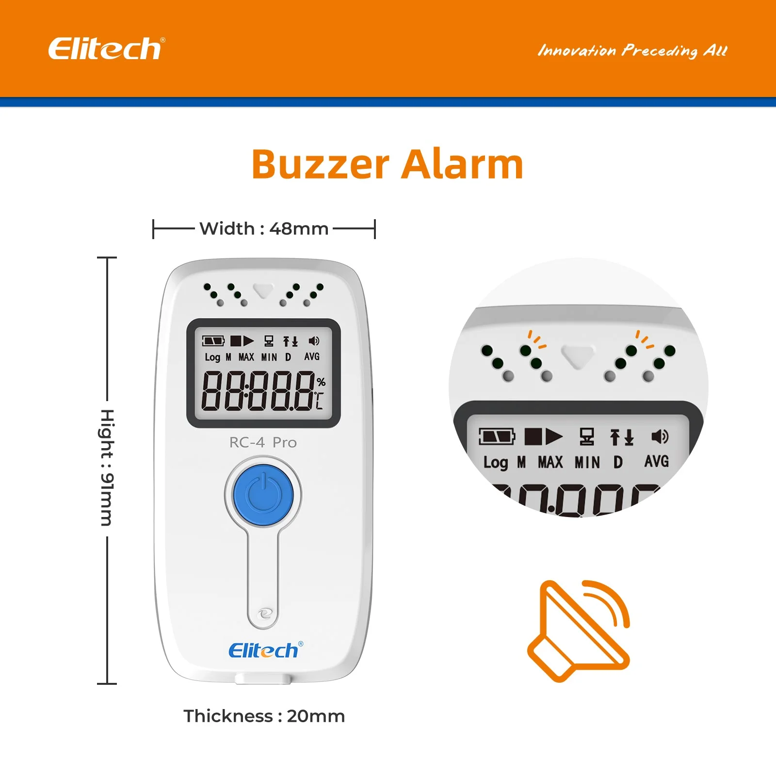 Elitech PDF USB Digital Temperature Data Logger Reuseable Recorder DDL 64000 Points High Accuracy, Shadow Data, Built-in Buzzer, Auto PDF CSV Report, Windows/MacOS Software, RC-4 Pro, RC-4H Pro - Image 4