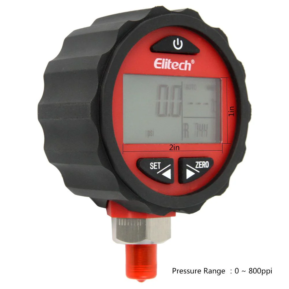 Elitech PG-30Pro Red Digital AC Pressure Gauge -14.5~800 PSI - Image 4
